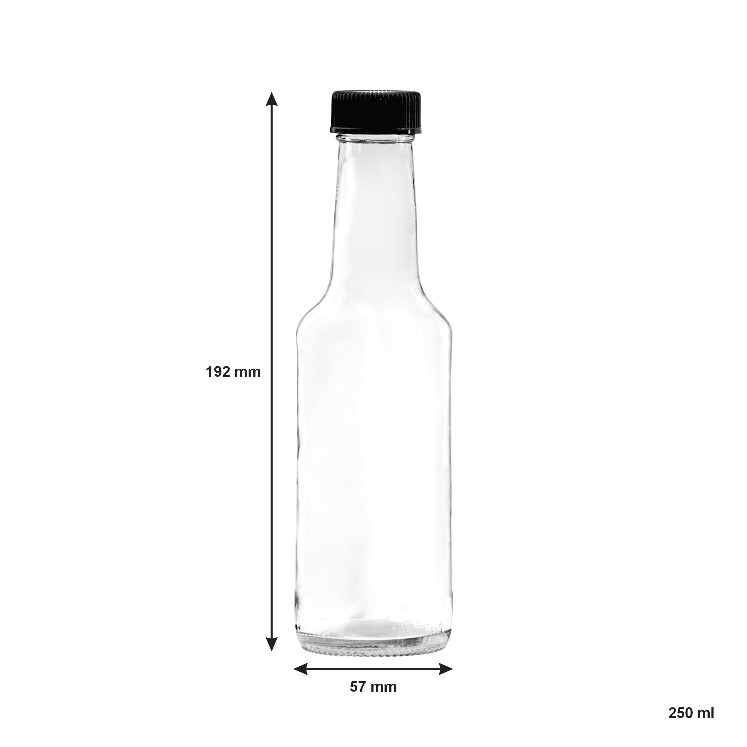 CONSOL WORCESTER SAUCE BOTTLES WITH BLACK LIDS 6PK, 250ML