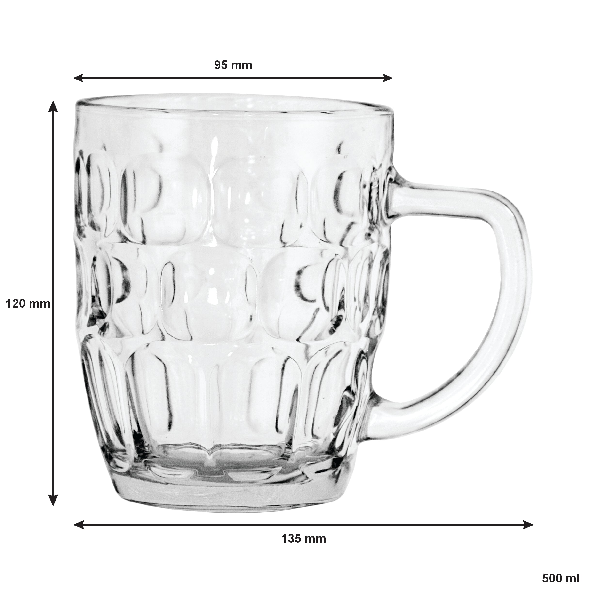 REGENT LANCER GLASS BEER MUG, 500ML