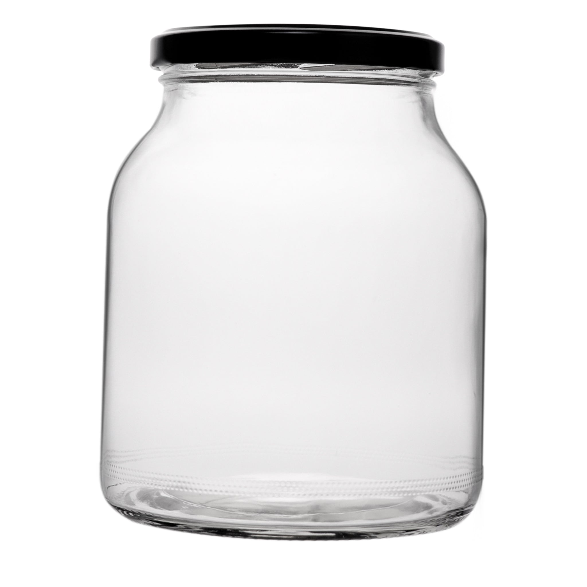 REGENT ROUND JARS WITH BLACK LIDS 4PK, 910ML