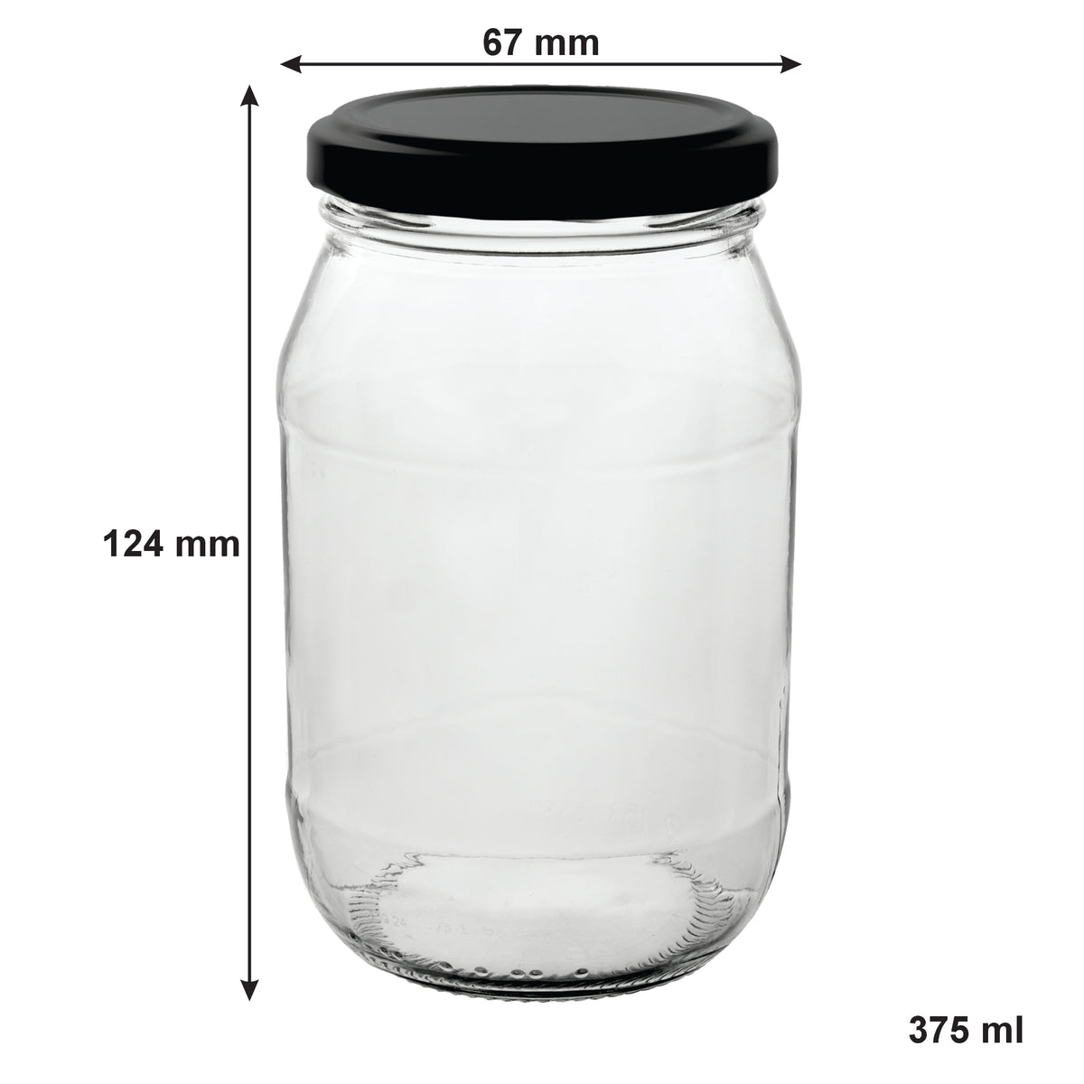 CONSOL FARRAGO JARS WITH BLACK LIDS 6PK, 375ML