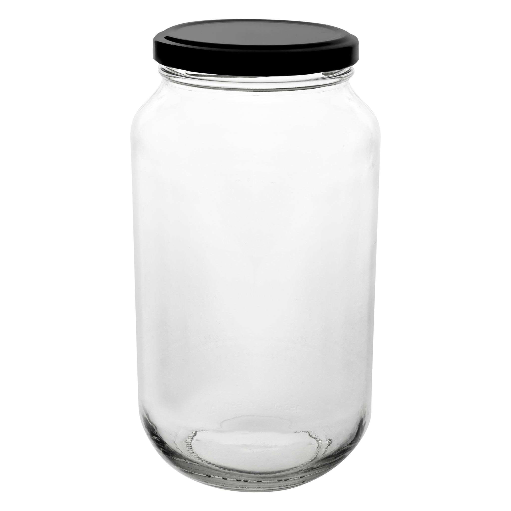 CONSOL ROUND JARS WITH BLACK LIDS 6PK, 750ML