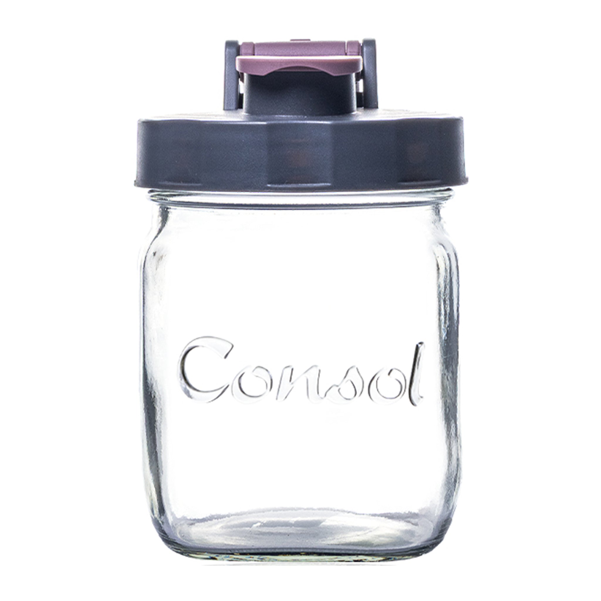 CONSOL PRESERVE JAR WITH ASSORTED COLOURED FLIP TOP LIDS, 500ML