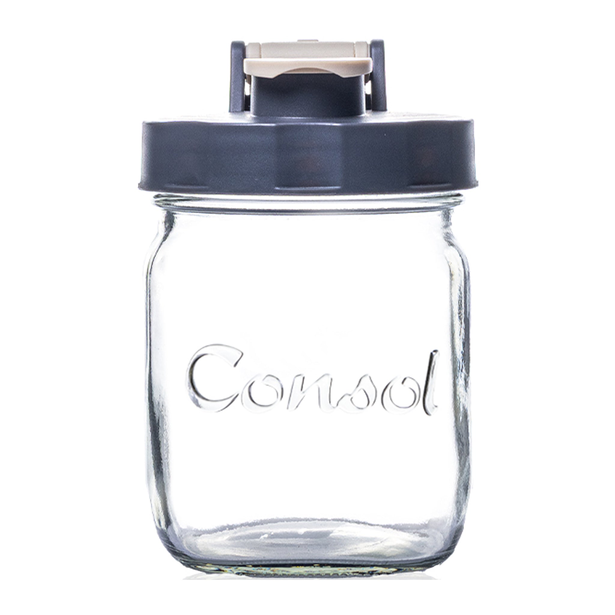 CONSOL PRESERVE JAR WITH ASSORTED COLOURED FLIP TOP LIDS, 500ML