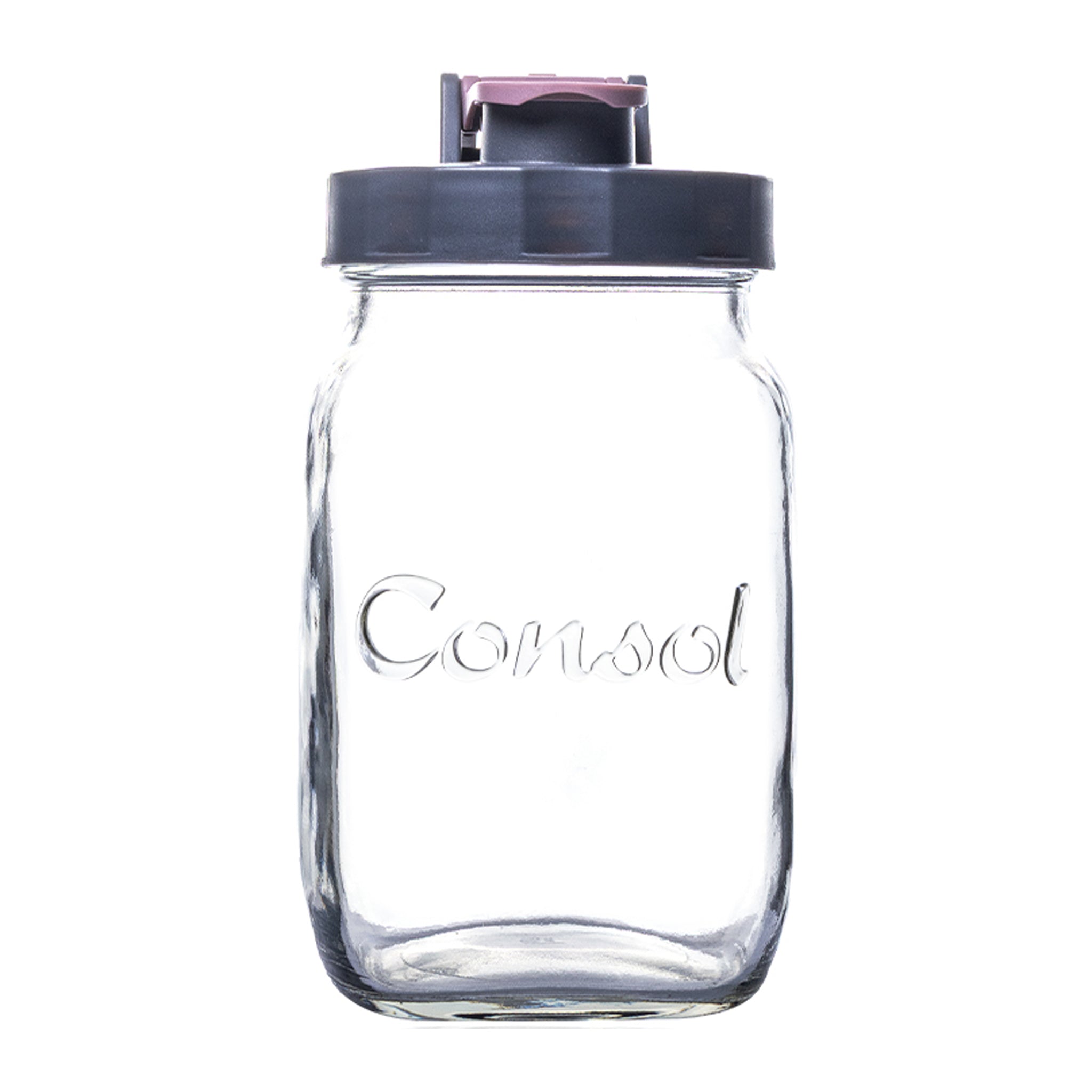 CONSOL PRESERVE JAR WITH ASSORTED COLOURED FLIP TOP LIDS, 1 L