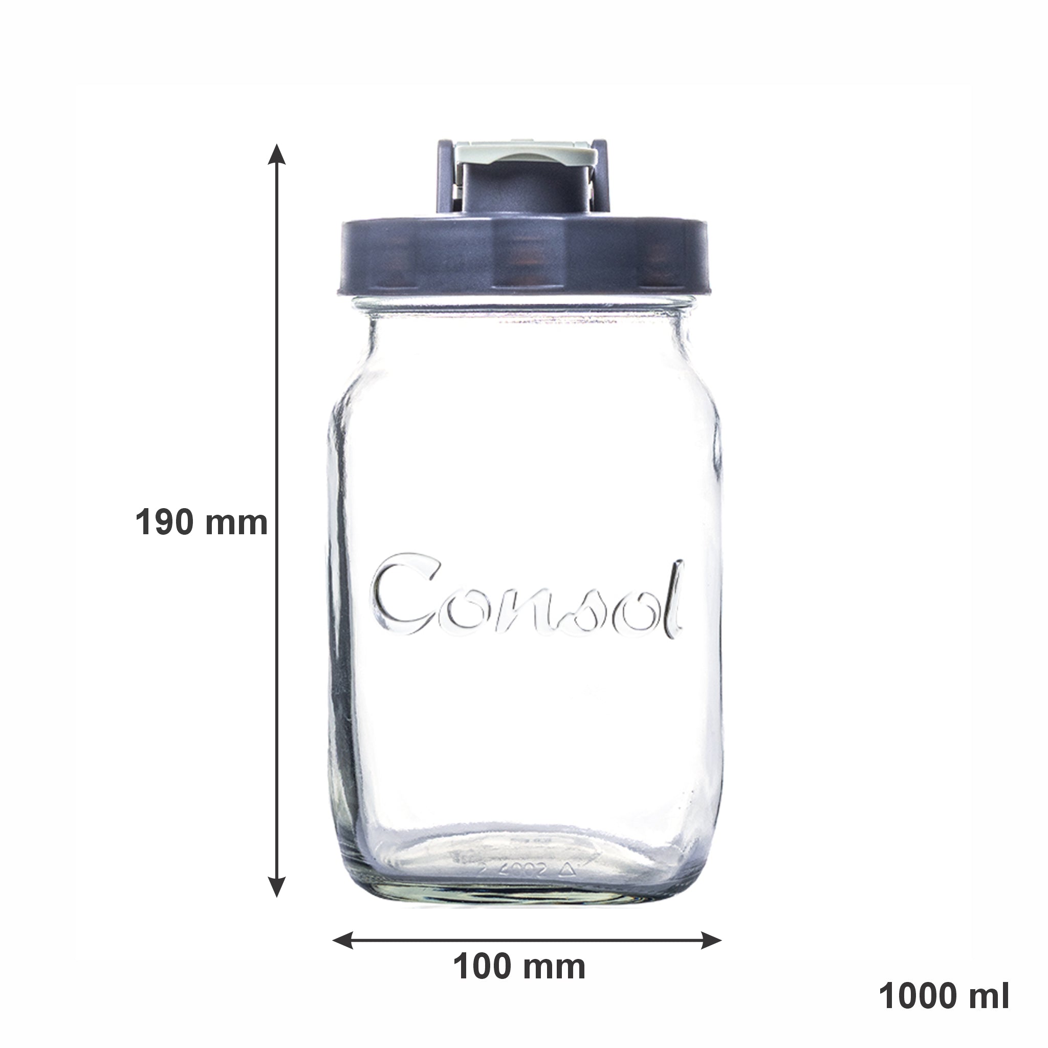 CONSOL PRESERVE JAR WITH ASSORTED COLOURED FLIP TOP LIDS, 1 L