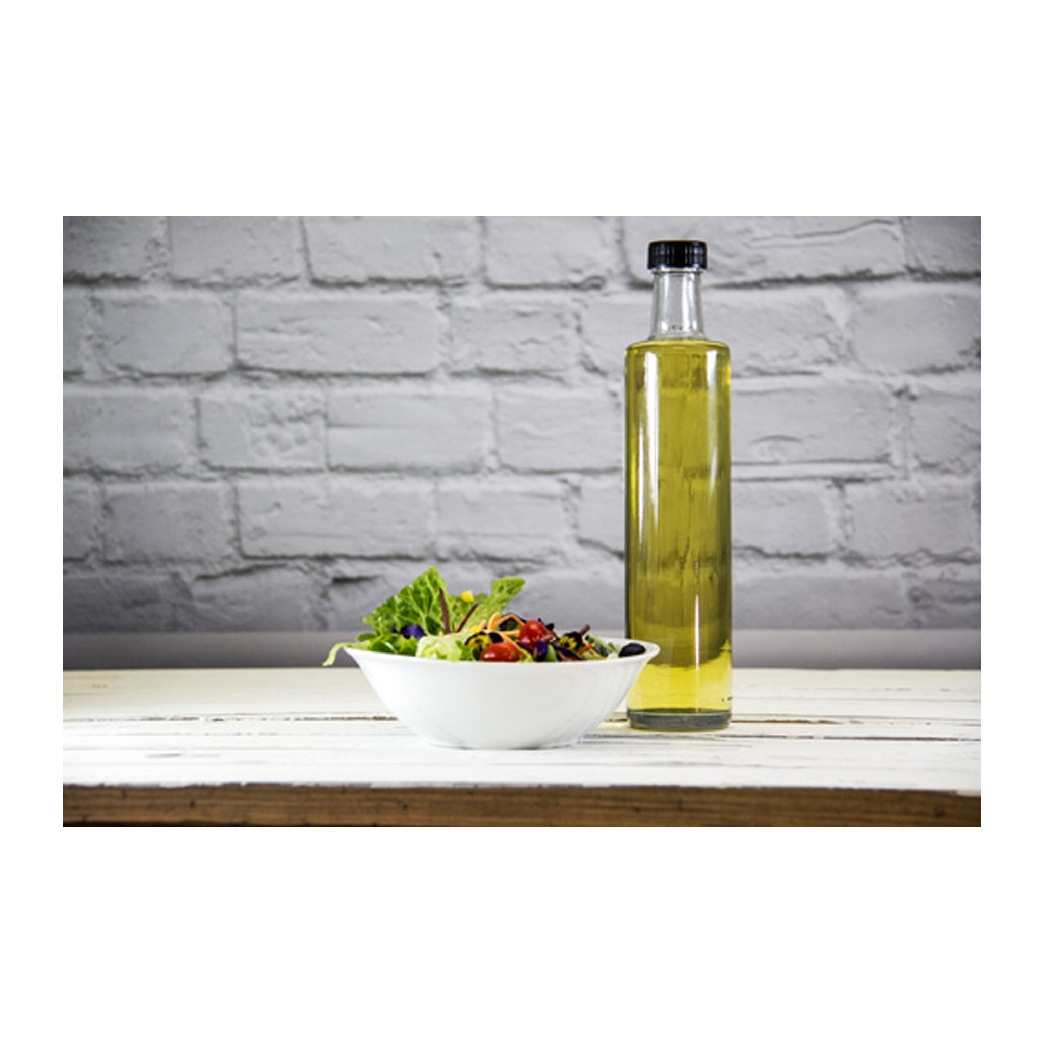 CONSOL ROUND OIL/VINEGAR BOTTLE WITH BLACK LID 6PK, 500ML