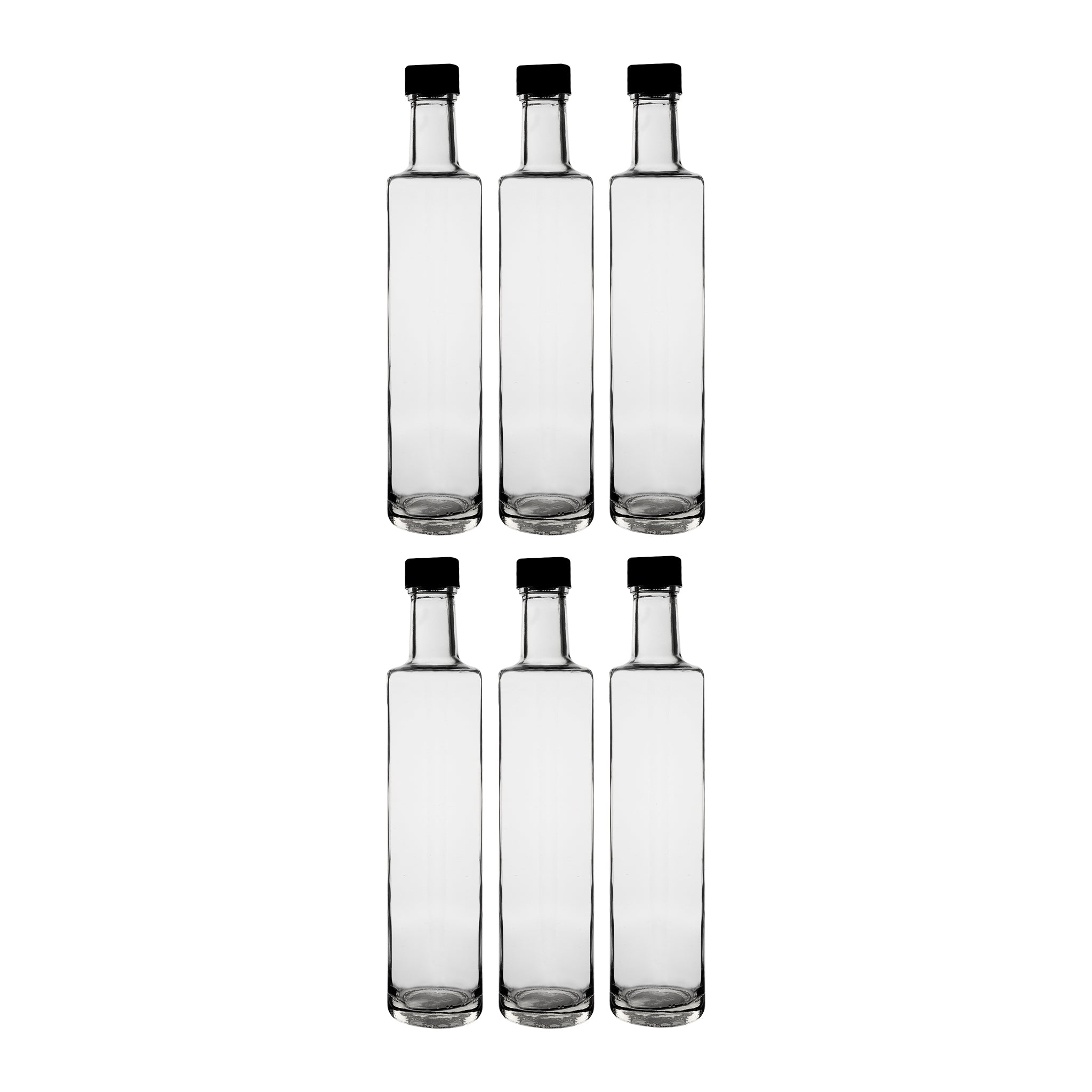 CONSOL ROUND OIL/VINEGAR BOTTLE WITH BLACK LID 6PK, 500ML