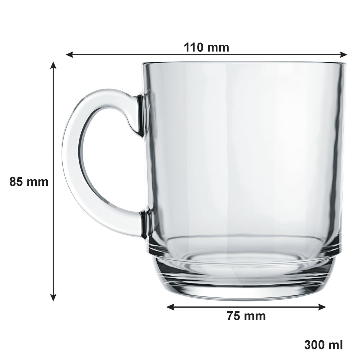 NADIR ASPEN STACKABLE GLASS MUG, 300ML