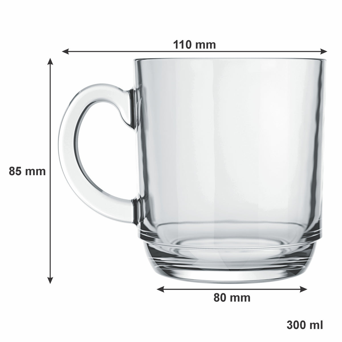 NADIR ASPEN STACKABLE GLASS MUG, 300ML