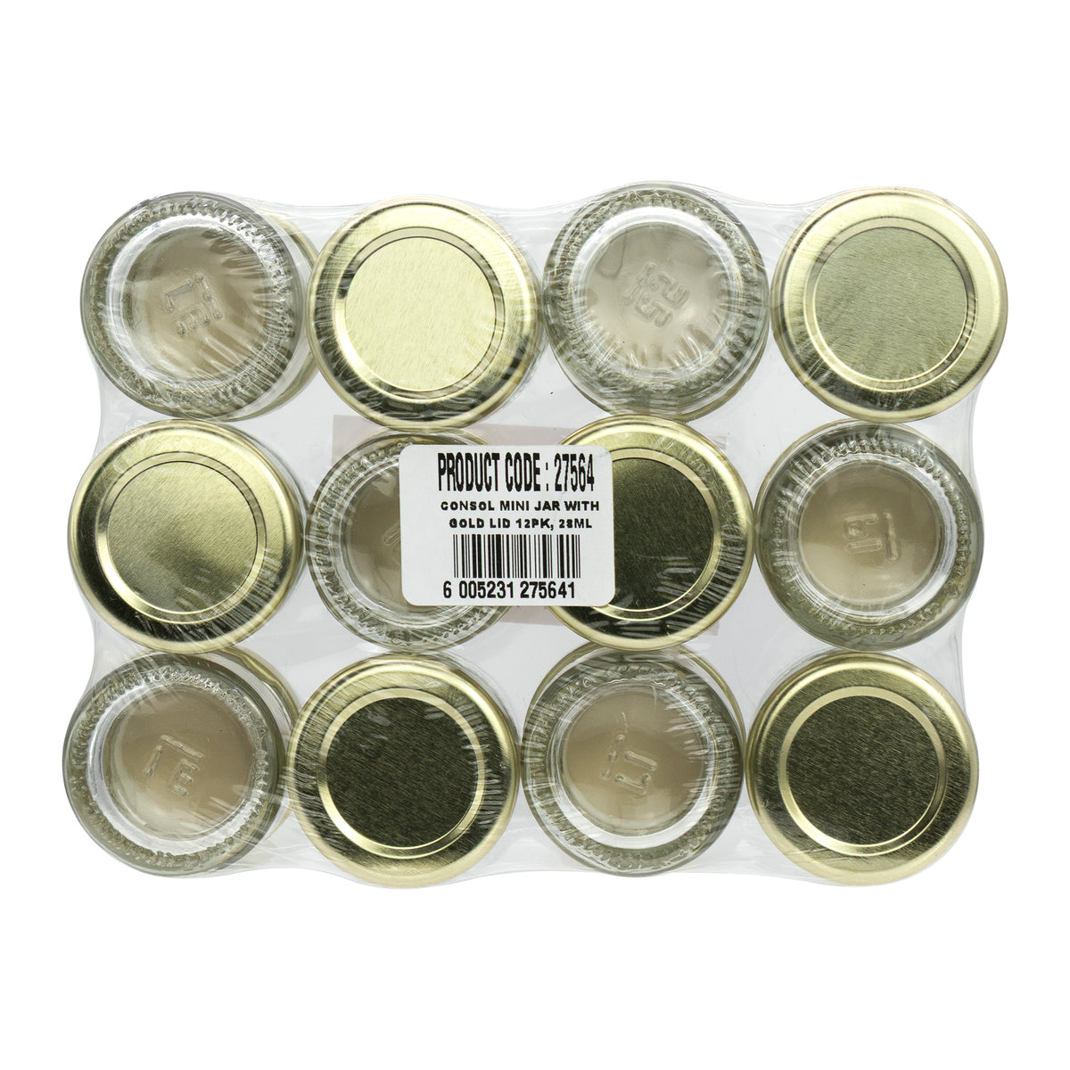 CONSOL MINI JAR WITH GOLD LID 12PK, 28ML