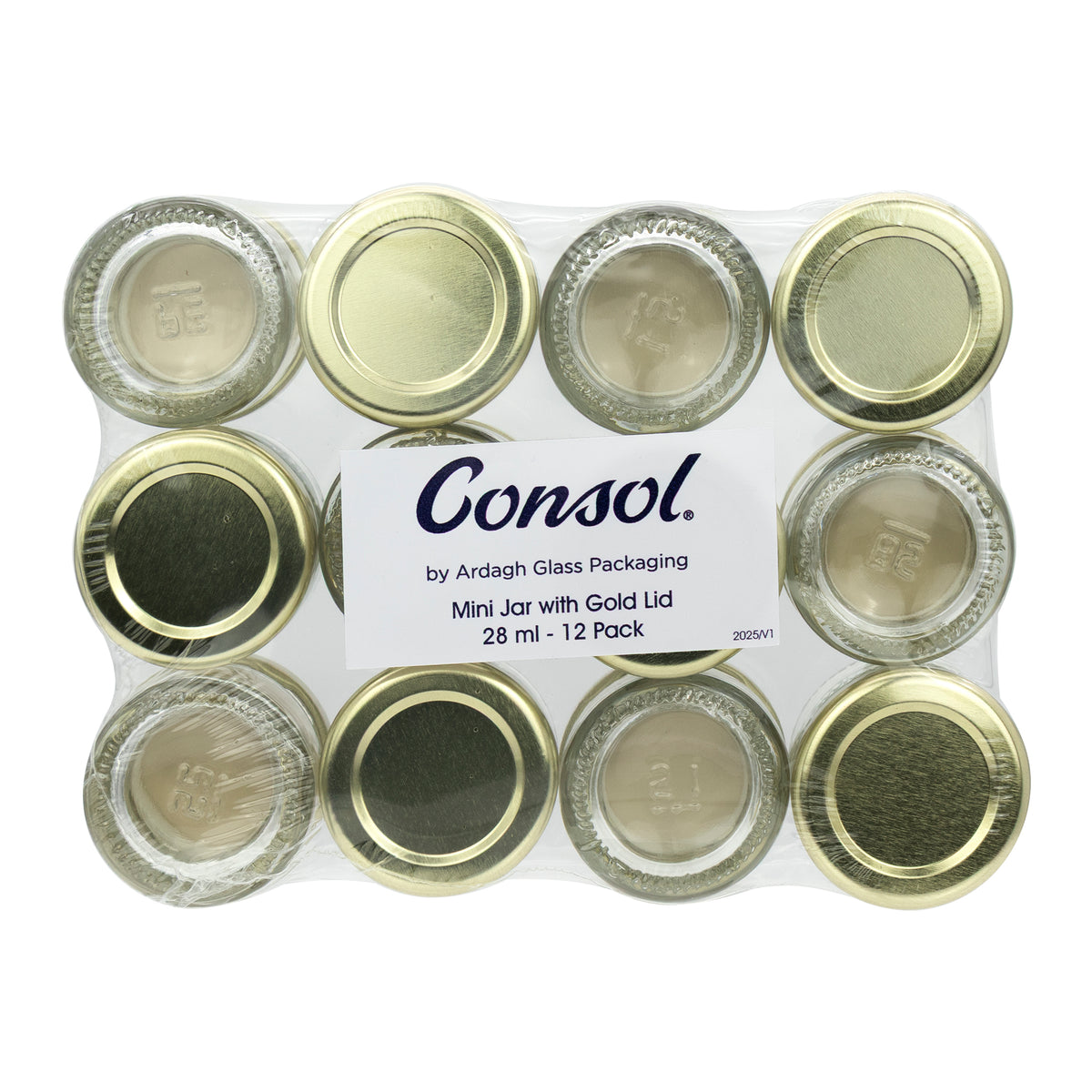 CONSOL MINI JAR WITH GOLD LID 12PK, 28ML