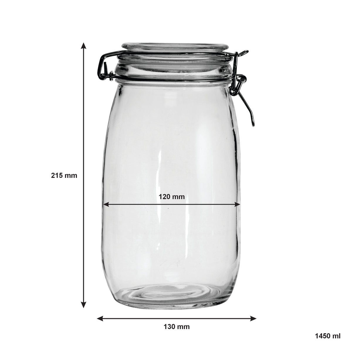 REGENT ROUND HERMETIC GLASS CANISTER WITH CLIP SEAL GLASS LID, 1.45L