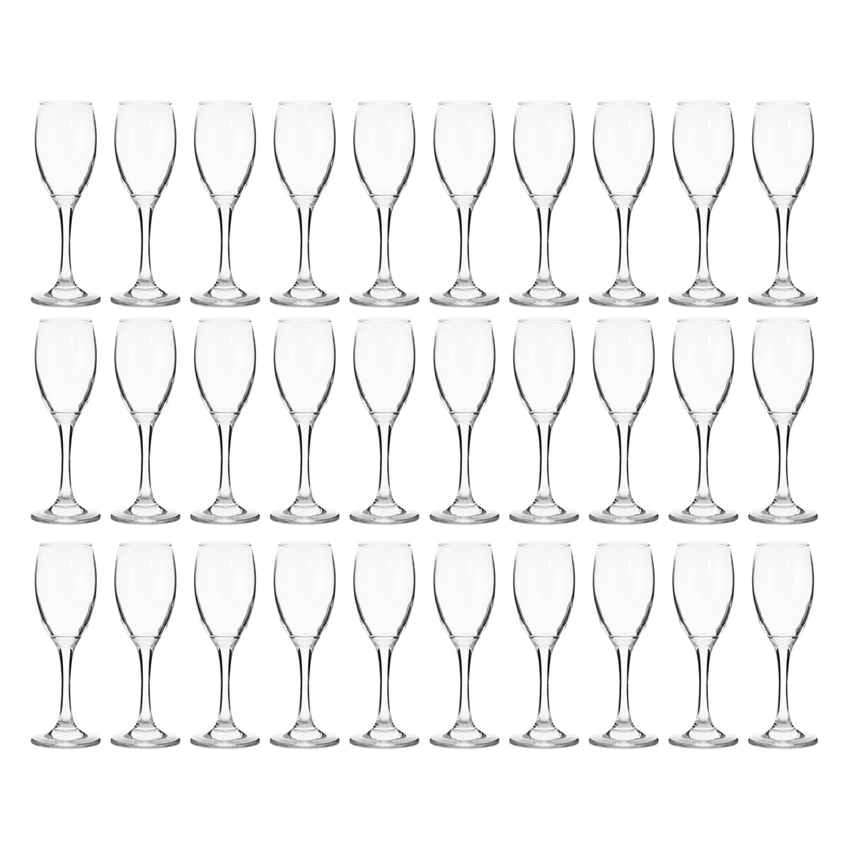 REGENT PLASTIC BLUE CRATE WITH 30 CHAMPAGNE FLUTES 30PK, 175ML