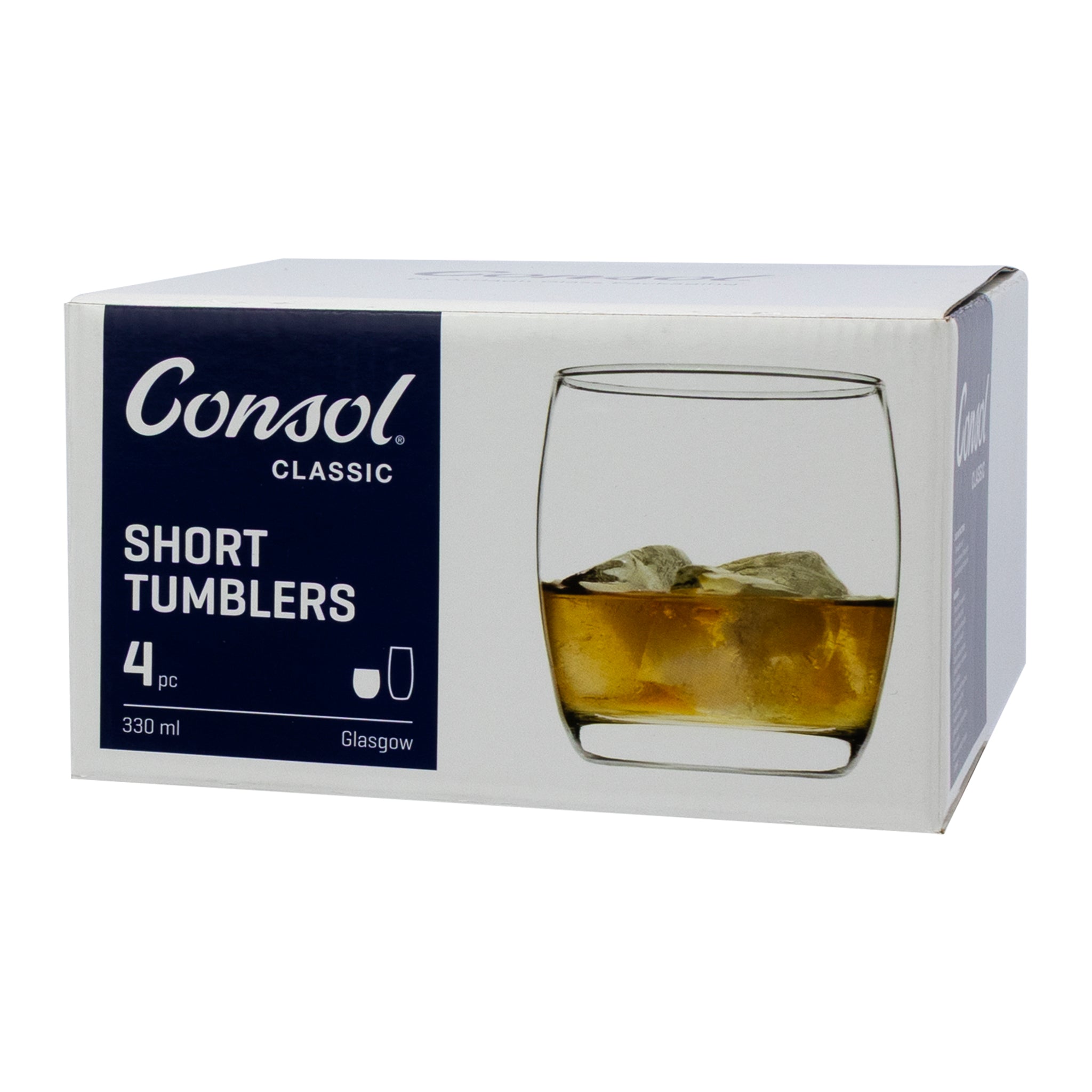 CONSOL GLASGOW WHISKEY TUMBLER 4PK, 330ML