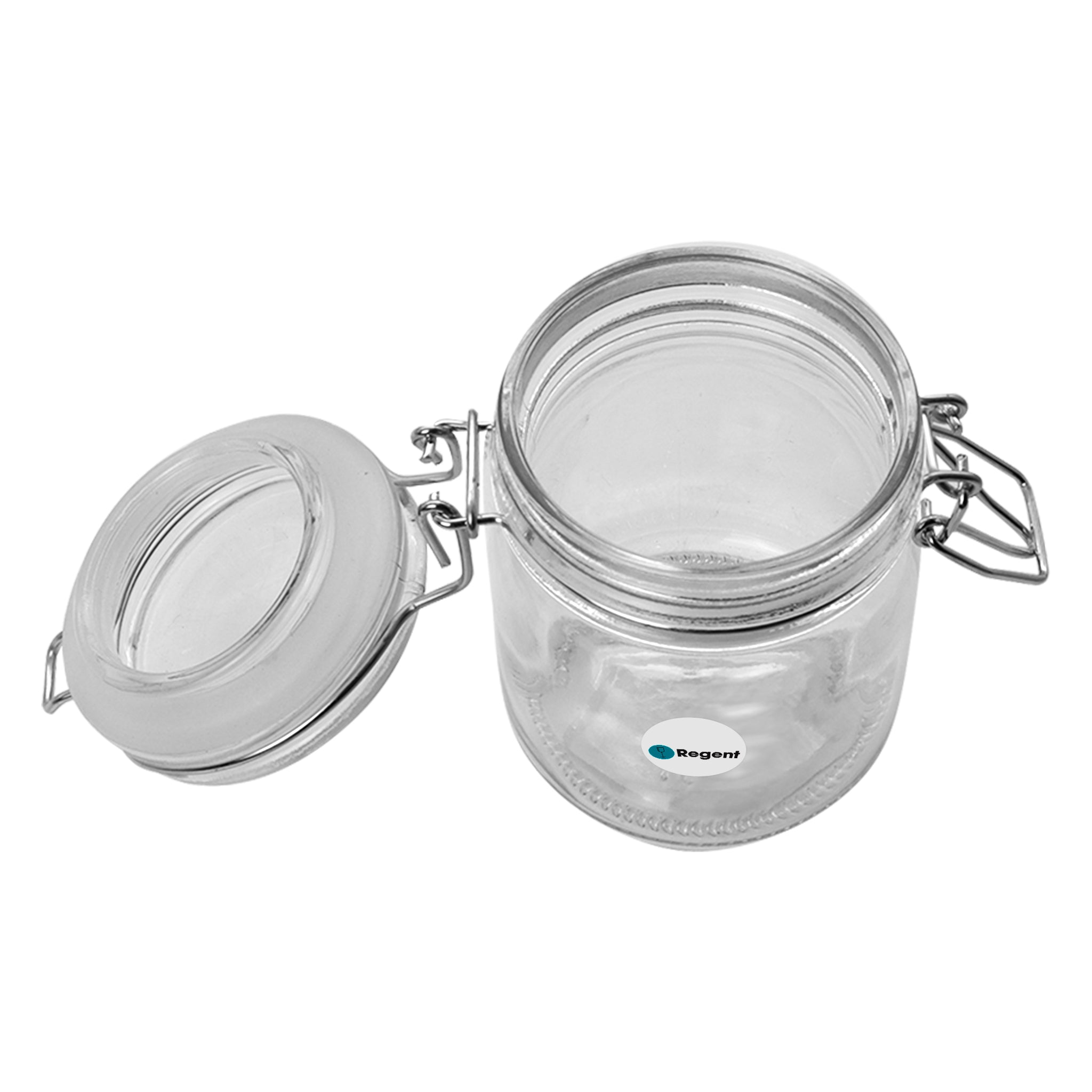 REGENT ROUND HERMETIC GLASS CANISTER WITH CLIP SEAL GLASS LID 4 PK, 215ML