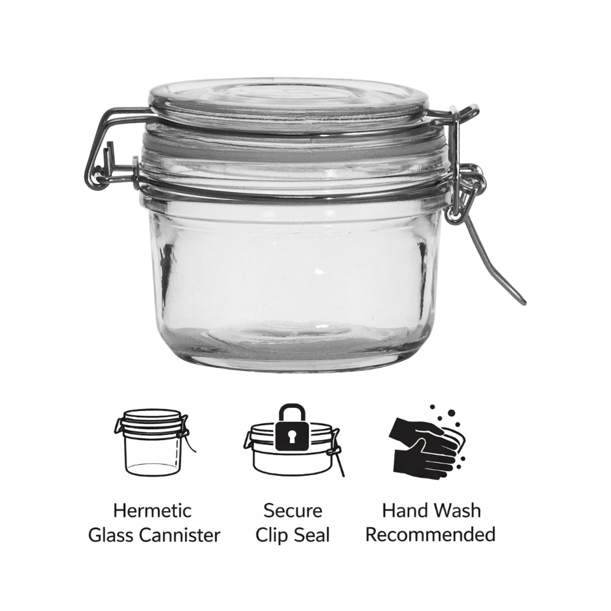 REGENT HERMETIC GLASS CANISTER WITH CLIP SEAL GLASS LID, 175ML