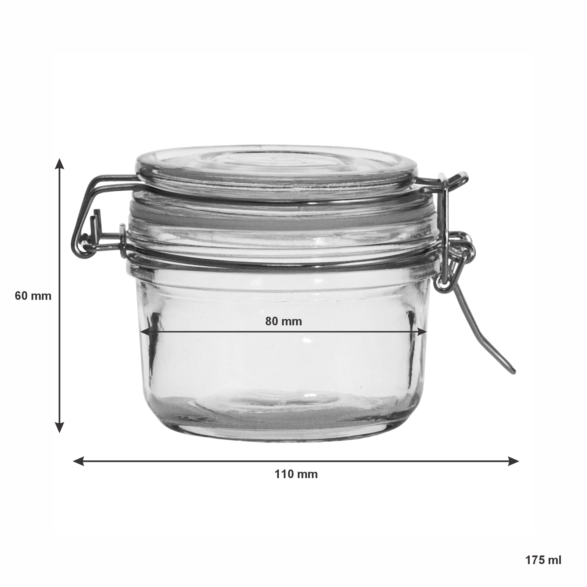 REGENT HERMETIC GLASS CANISTER WITH CLIP SEAL GLASS LID, 175ML
