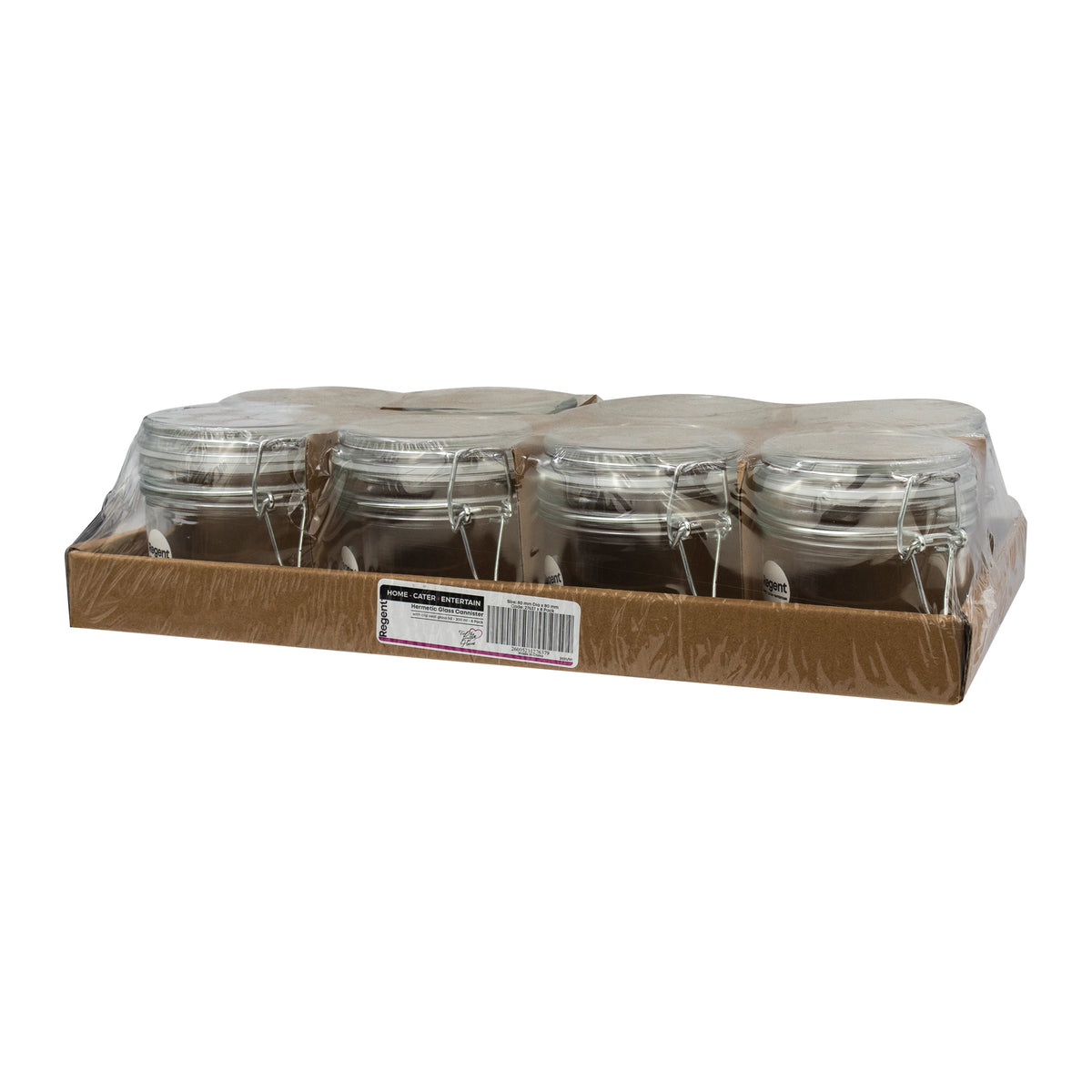 REGENT HERMETIC GLASS CANISTER WITH CLIP SEAL GLASS LID, 200ML