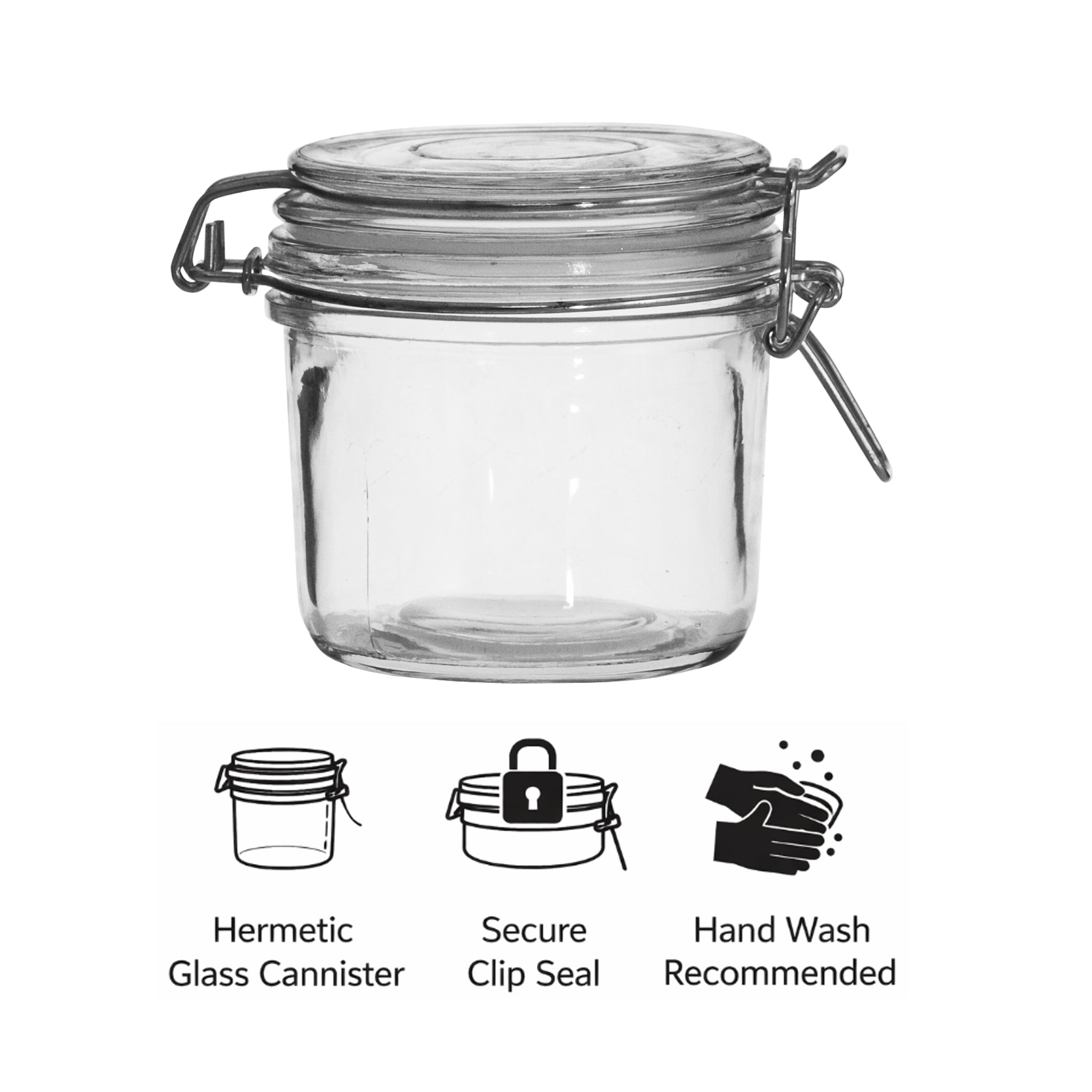 REGENT ROUND HERMETIC GLASS CANISTER WITH CLIP SEAL GLASS LID, 350ML