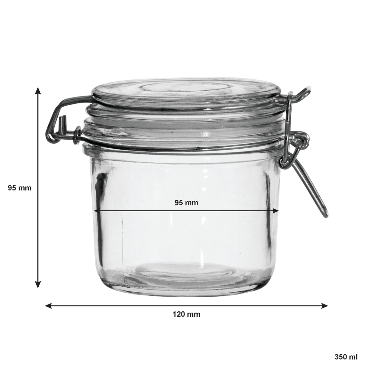 REGENT ROUND HERMETIC GLASS CANISTER WITH CLIP SEAL GLASS LID, 350ML