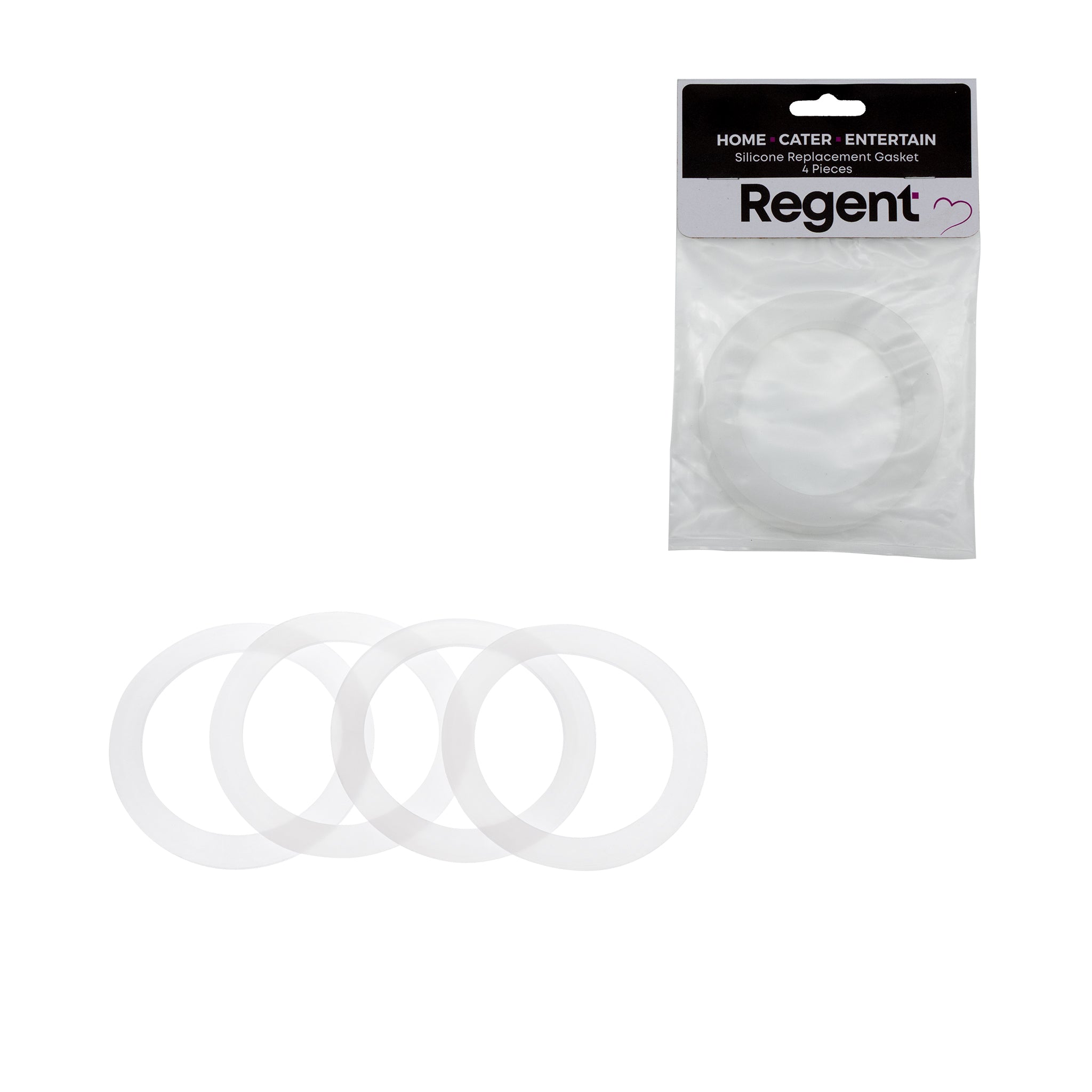 REGENT SILICONE REPLACEMENT GASKETS 4PK, FITS 95MM DIA
