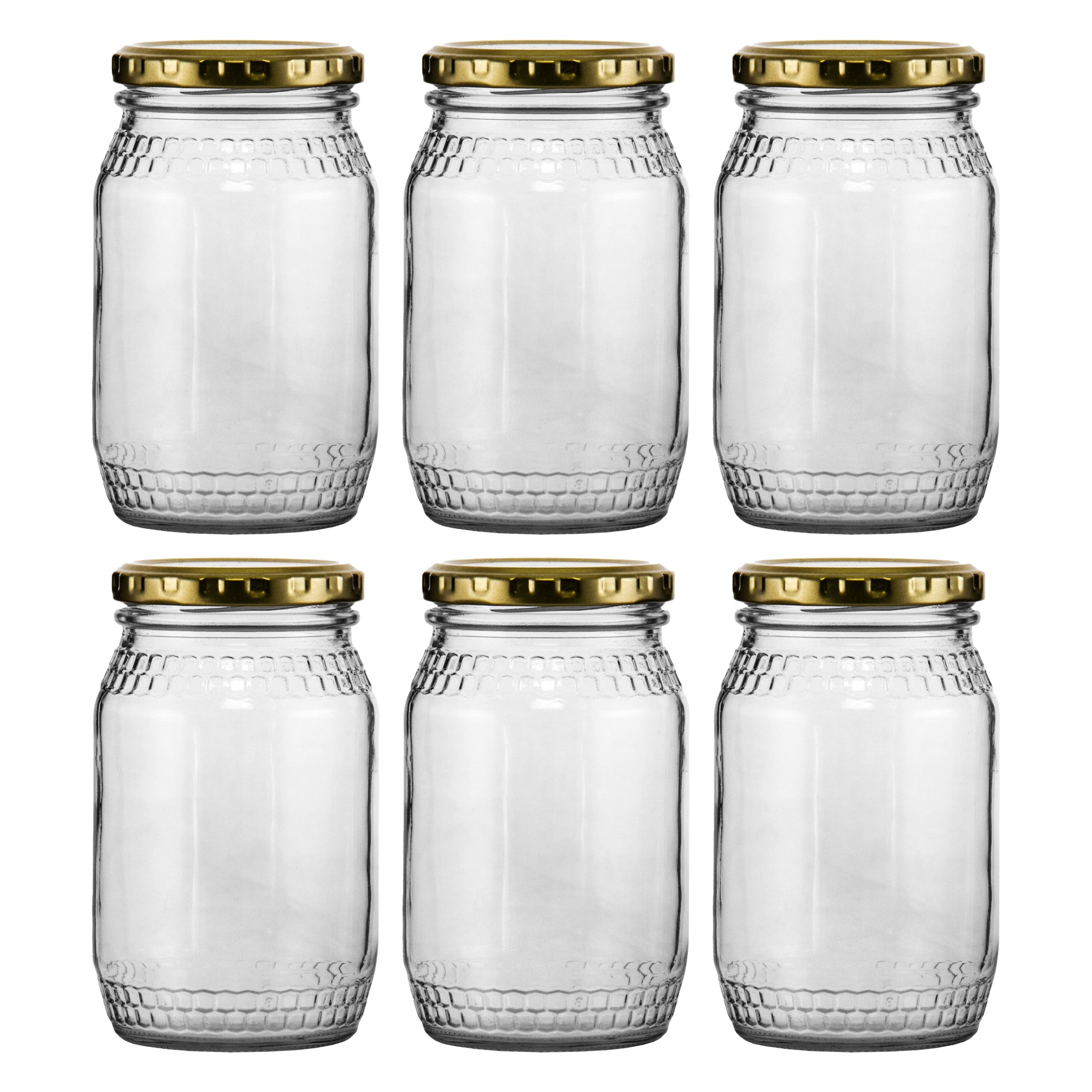 CONSOL HONEY JARS WITH GOLD LIDS 6PK, 352ML