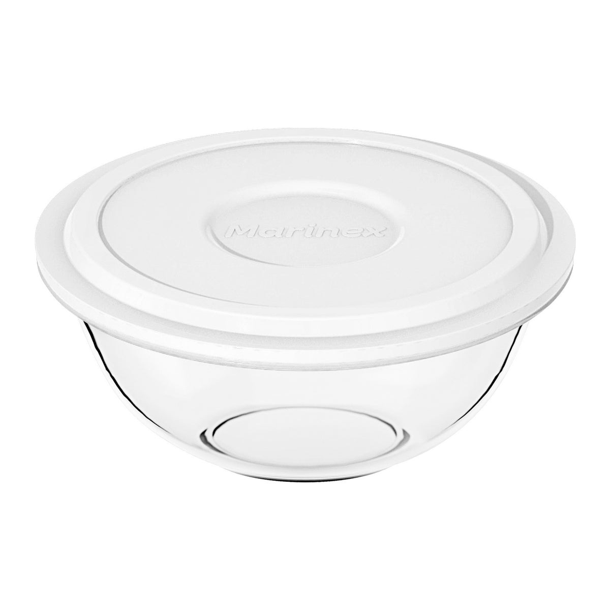 MARINEX GLASS MIXING BOWLS WITH COLOURED PLASTIC LIDS, 1.5L