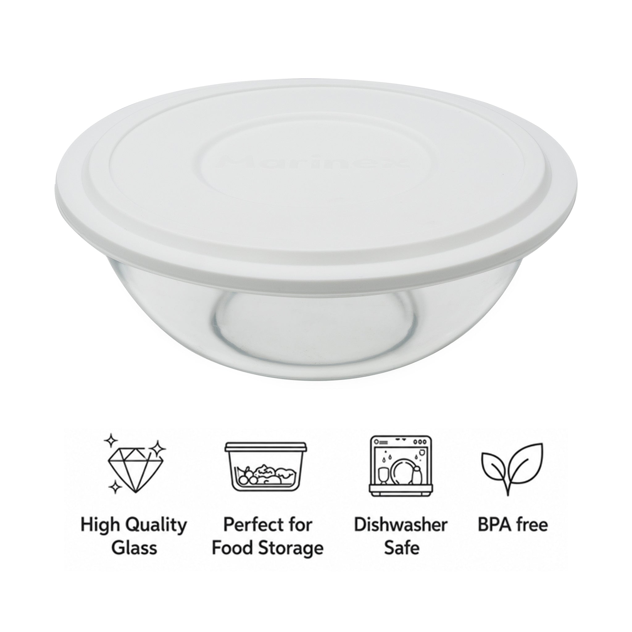 MARINEX MIXING BOWLS WITH COLOURED PLASTIC LIDS, 3L