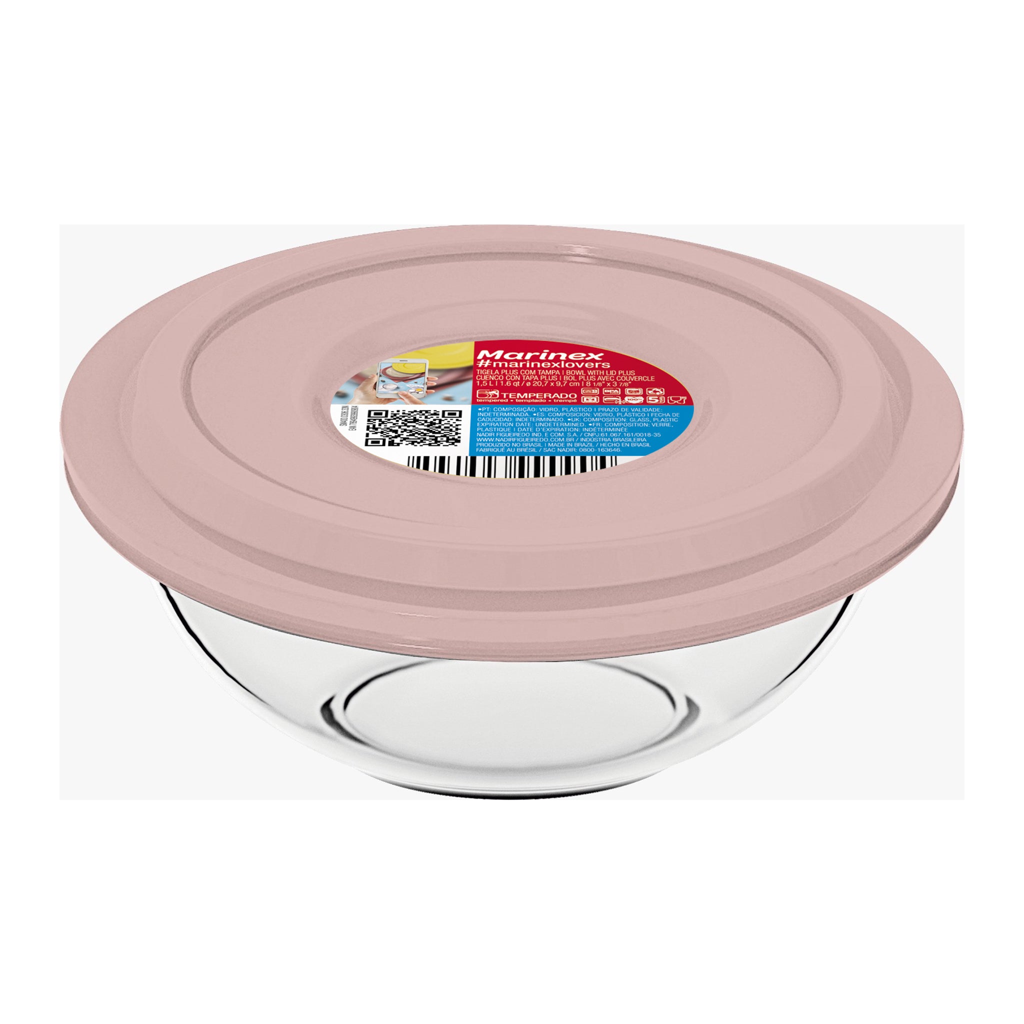 MARINEX MIXING BOWLS WITH COLOURED PLASTIC LIDS, 3L