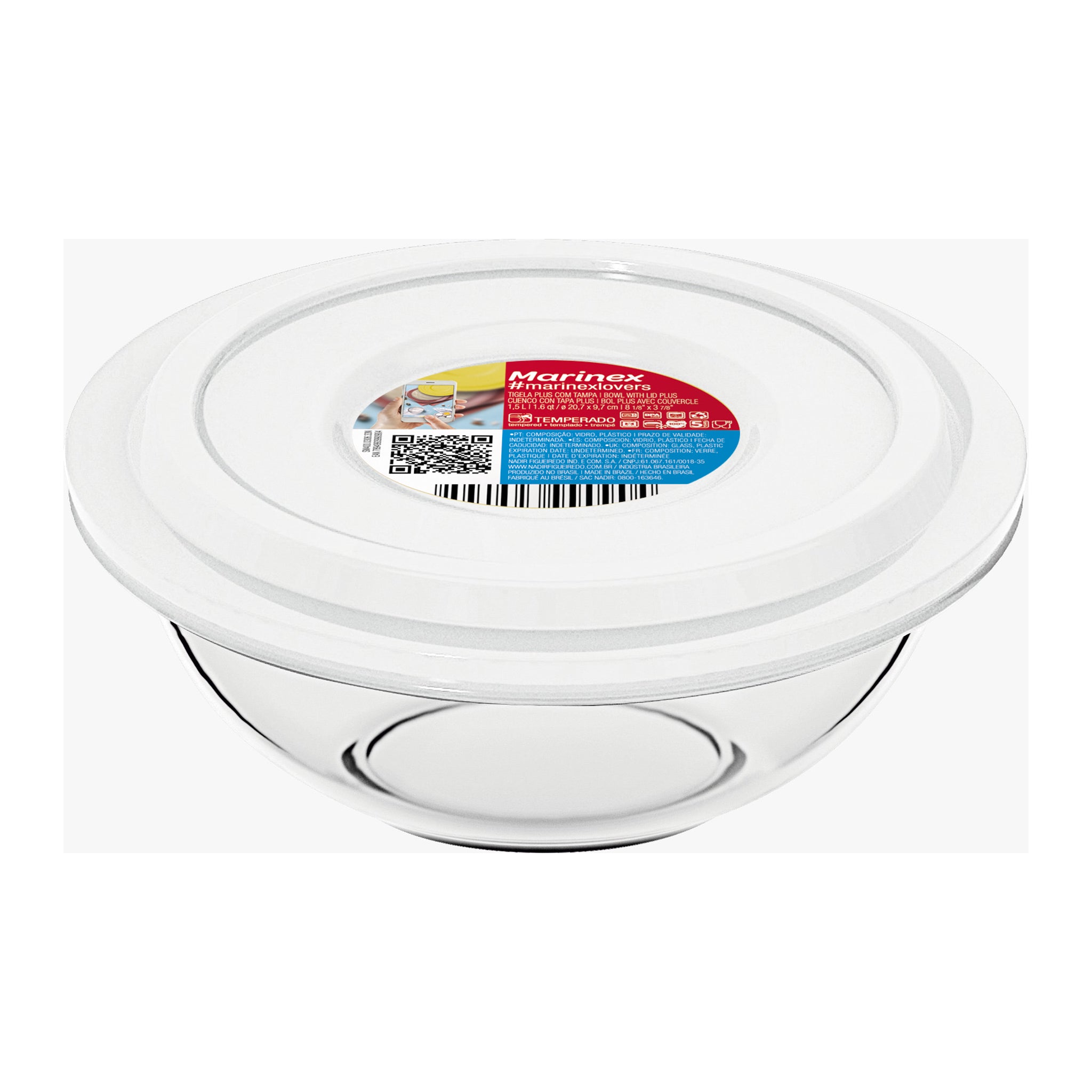 MARINEX MIXING BOWLS WITH COLOURED PLASTIC LIDS, 3L