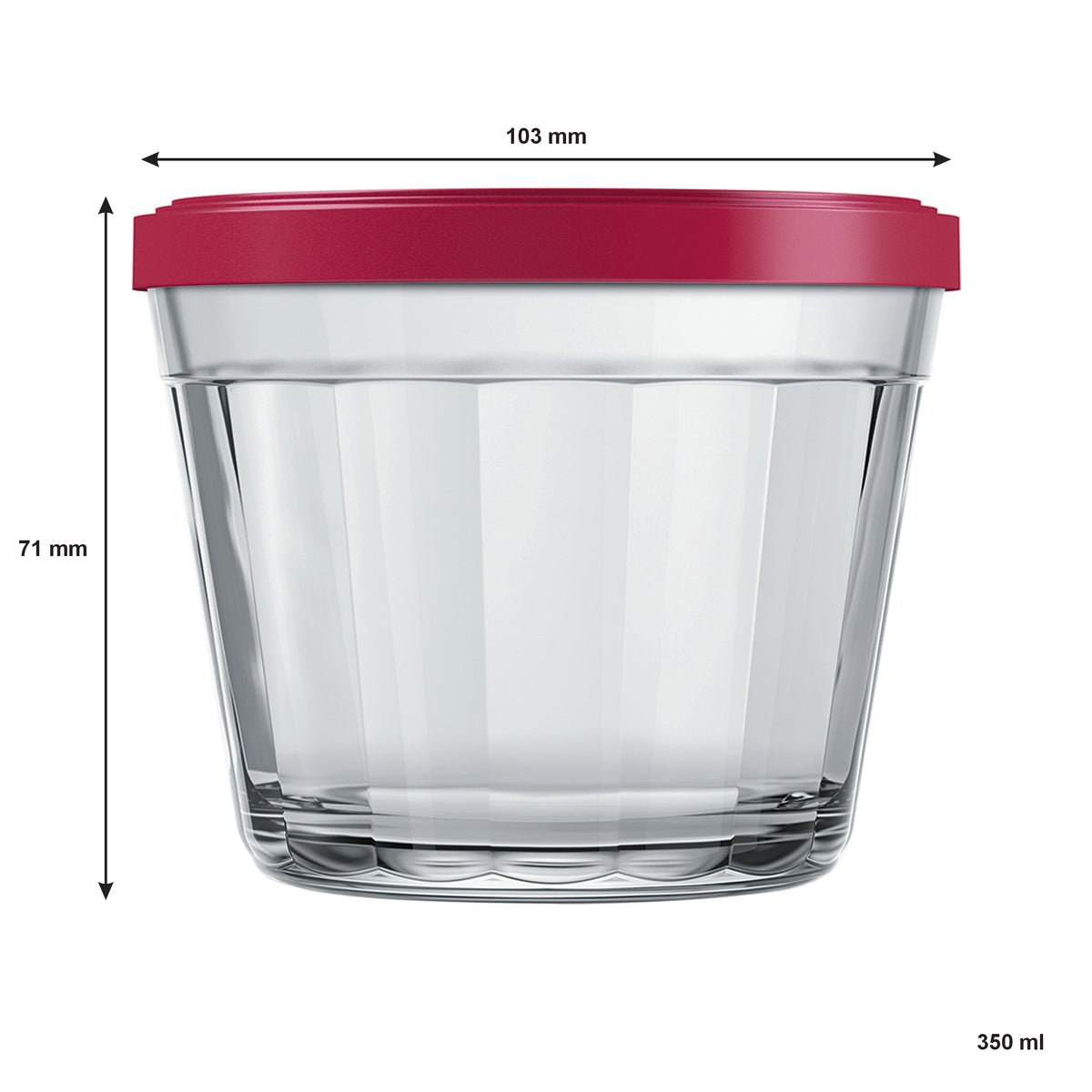 NADIR AMERICANO MEDIUM BOWL WITH 3 COLOURED PLASTIC LIDS, 350ML