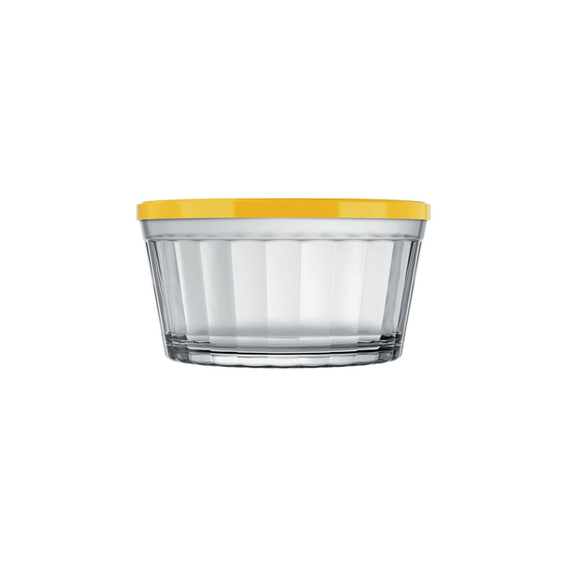 NADIR AMERICANO LARGE BOWL WITH 4 COLOURED PLASTIC LIDS, 600ML (131MM DIAX70MM)