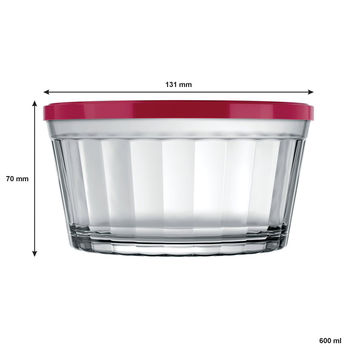 NADIR AMERICANO LARGE BOWL WITH 3 COLOURED PLASTIC LIDS, 600ML