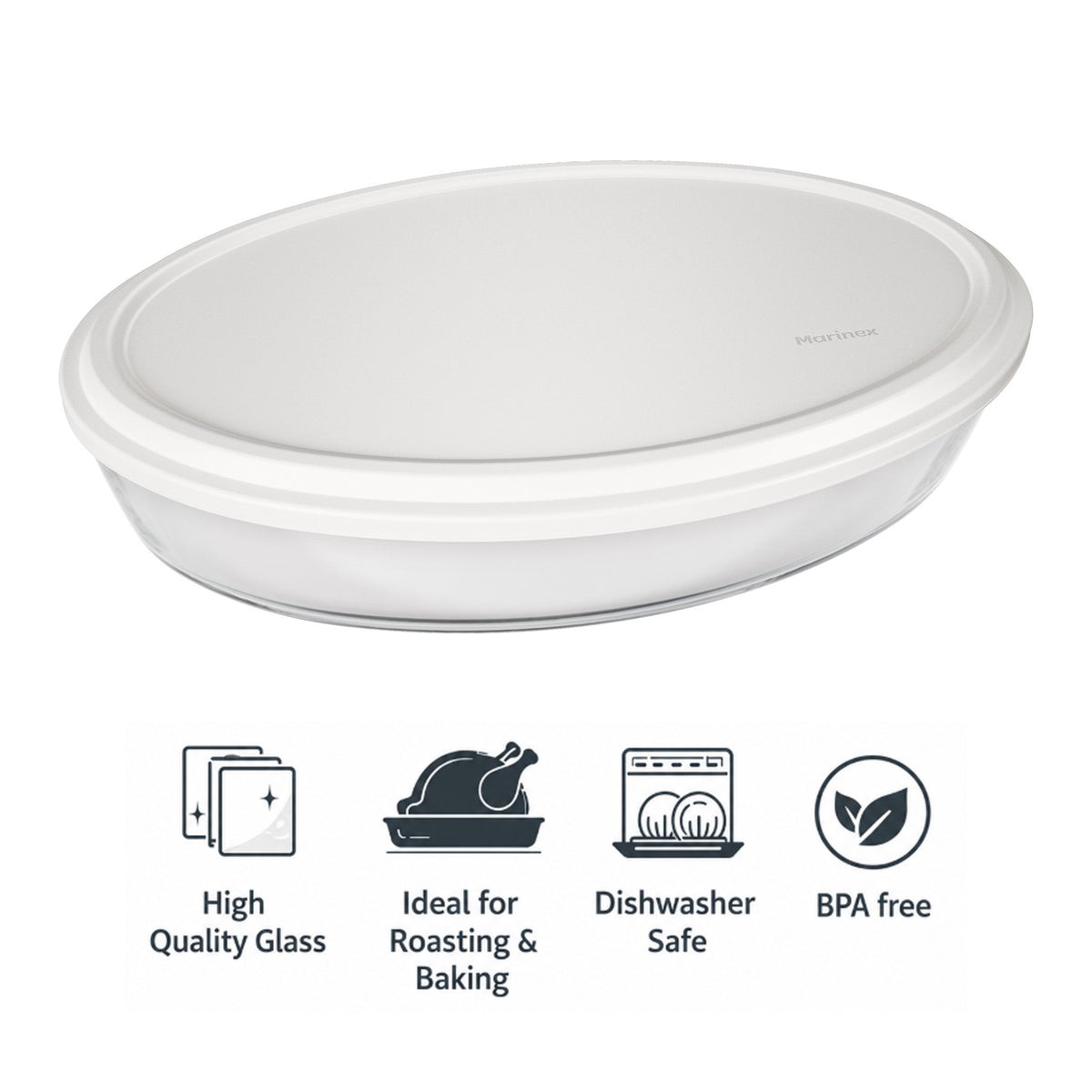 MARINEX OVAL ROASTERS WITH COLOURED PLASTIC LIDS, 3.2L