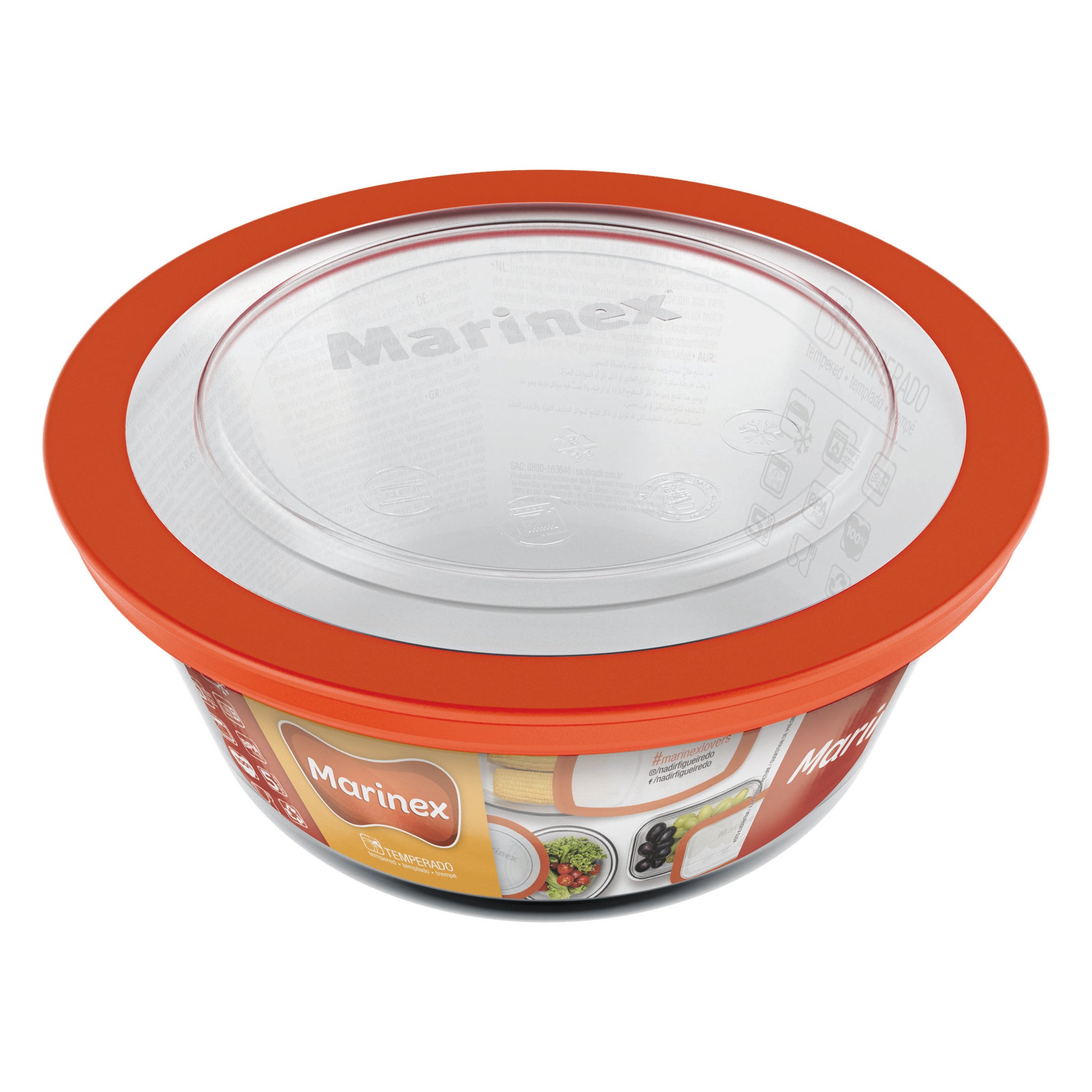MARINEX ROUND FOOD STORAGE CONTAINER WITH PLASTIC LID, 600ML