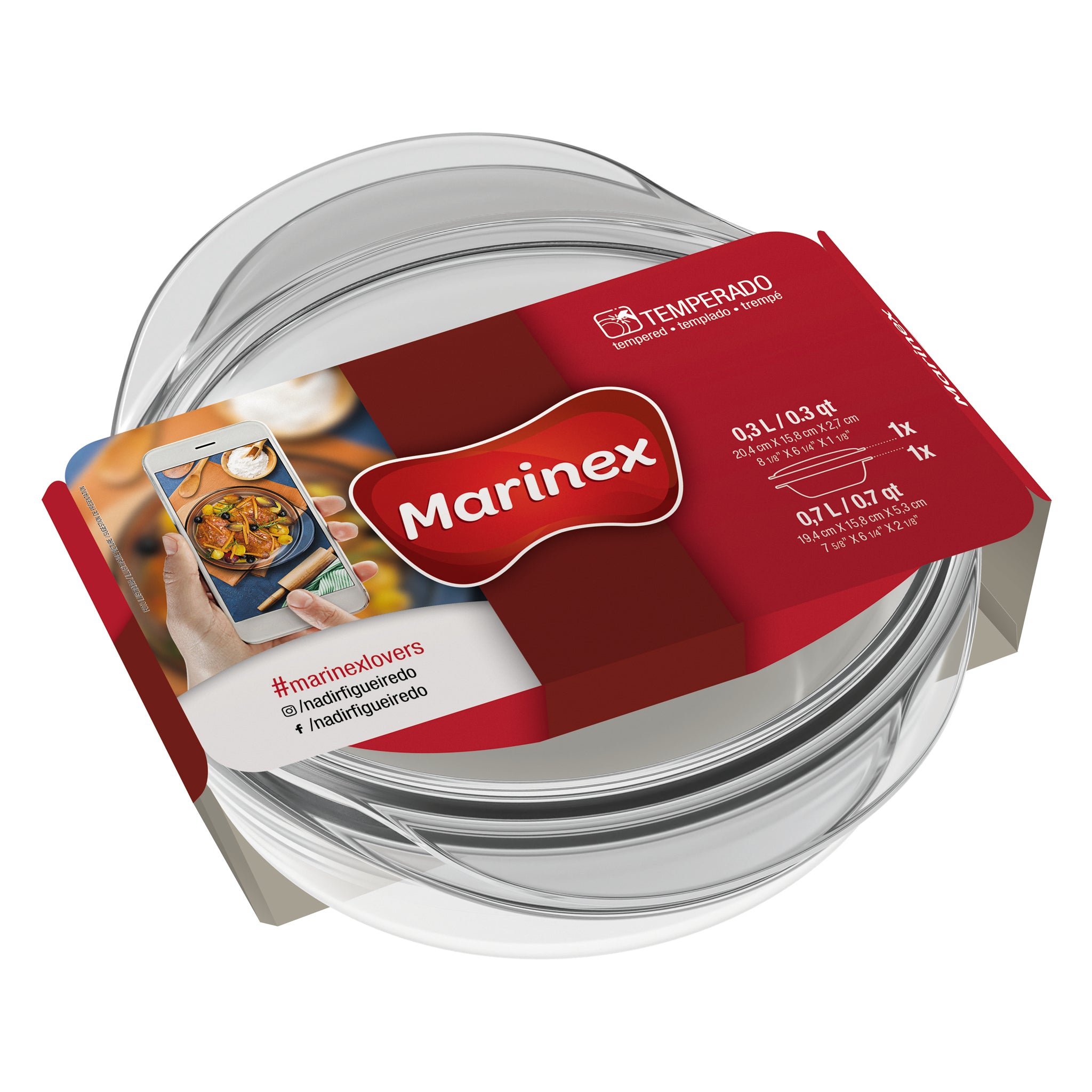 MARINEX SMALL ROUND CASSEROLE 700ML & LID 300ML, 1L