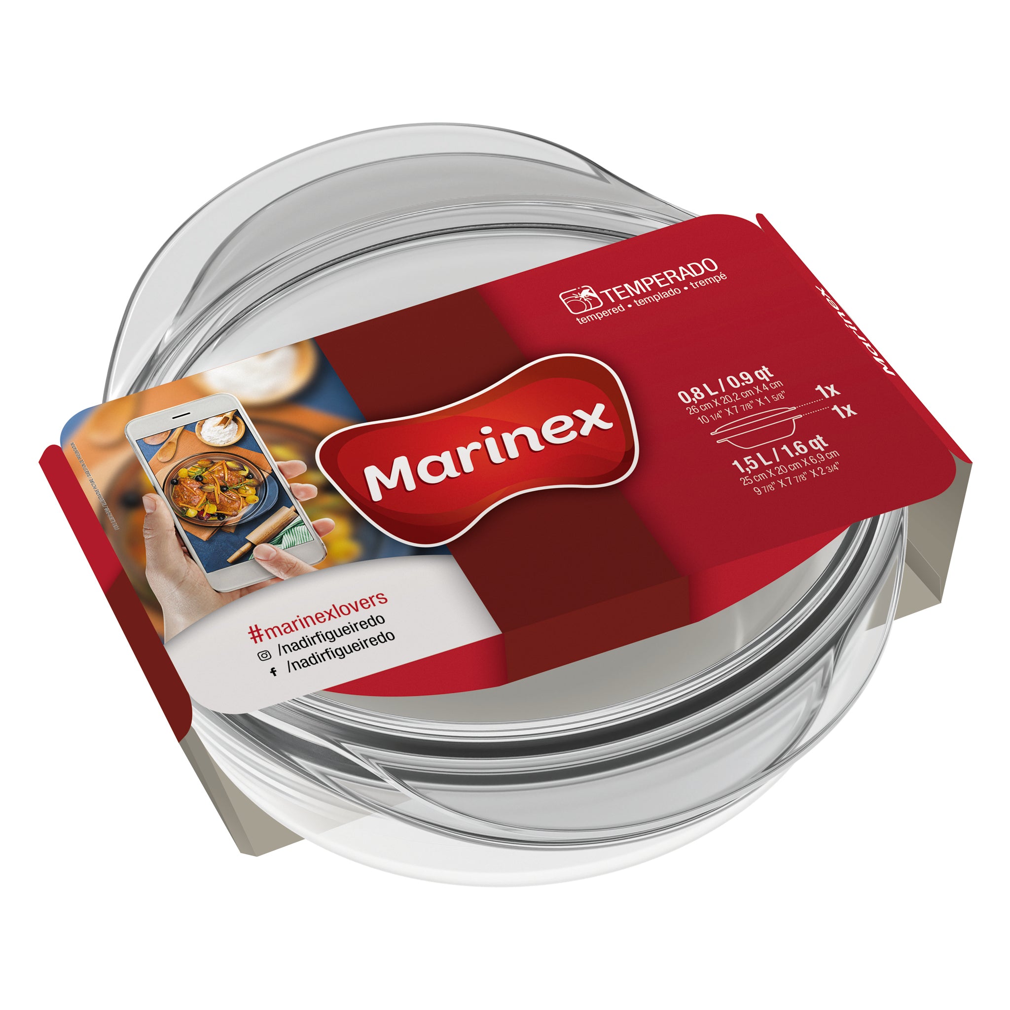 MARINEX MEDIUM ROUND CASSEROLE 1.5L & LID 800ML, 2.3L