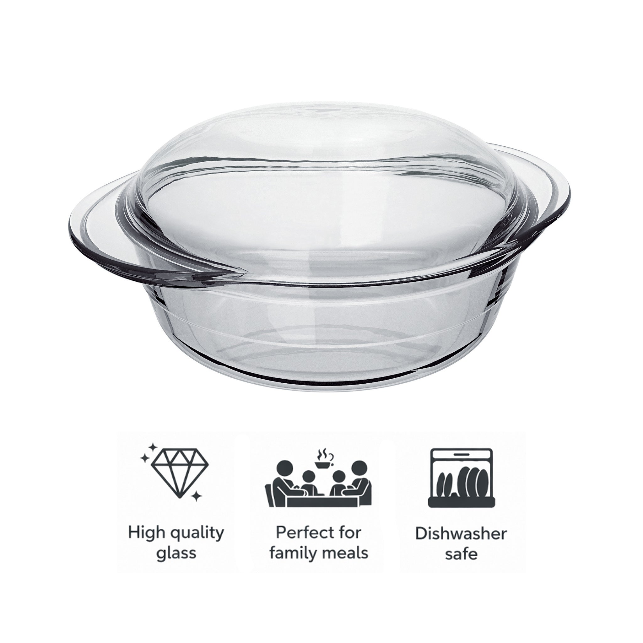 MARINEX LARGE ROUND CASSEROLE 1.9L & LID 900ML, 2.8L