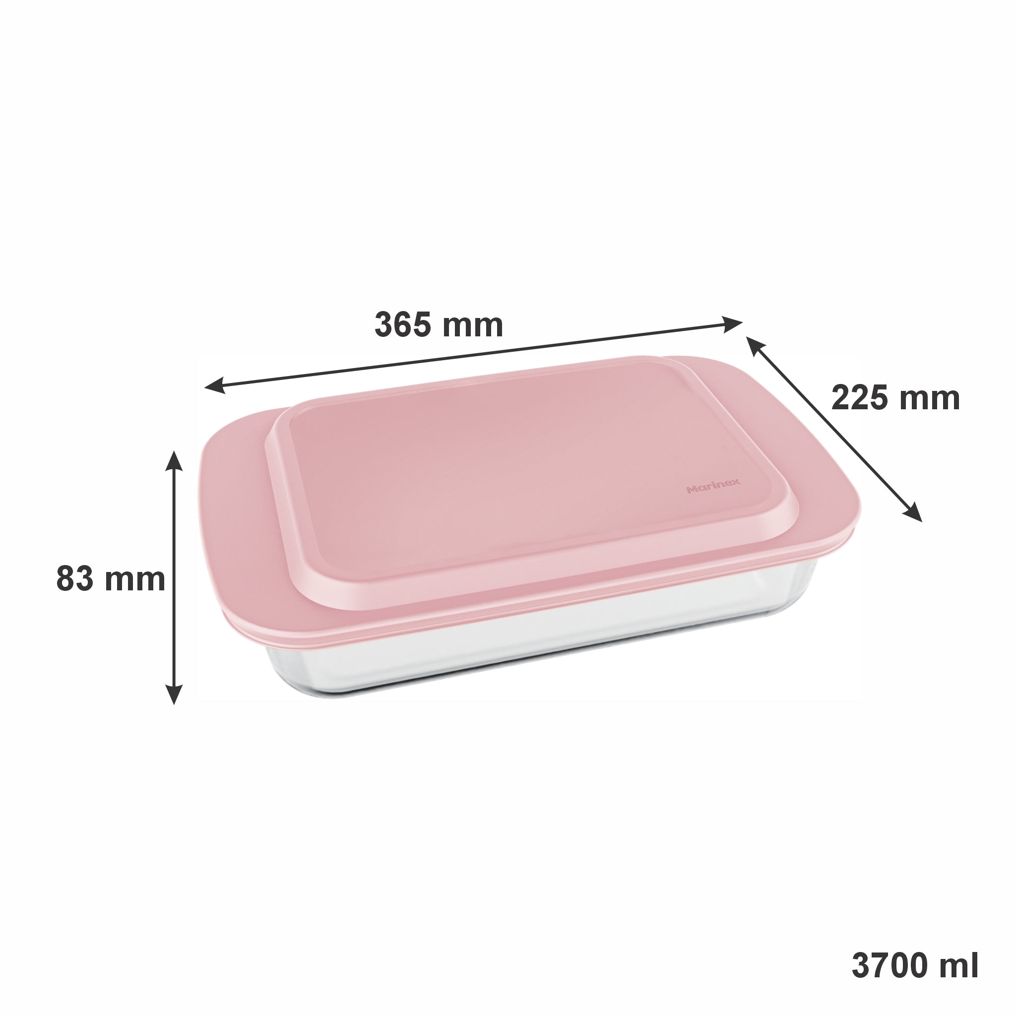 MARINEX RECT. ROASTER WITH PINK PLASTIC LID, 3.7L