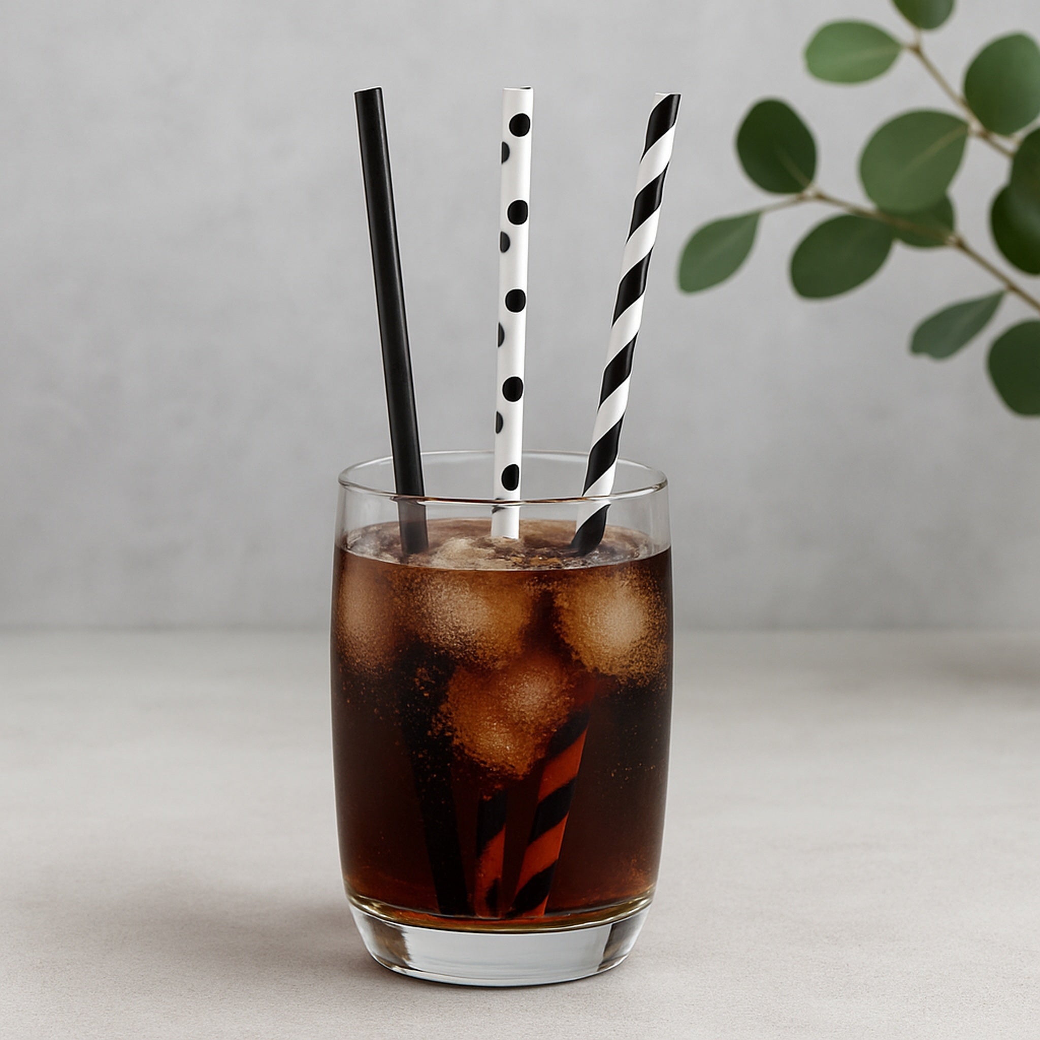 BAR BUTLER PAPER STRAWS BLACK & WHITE MIXED PACK 3 PLY 6MM, 60PK