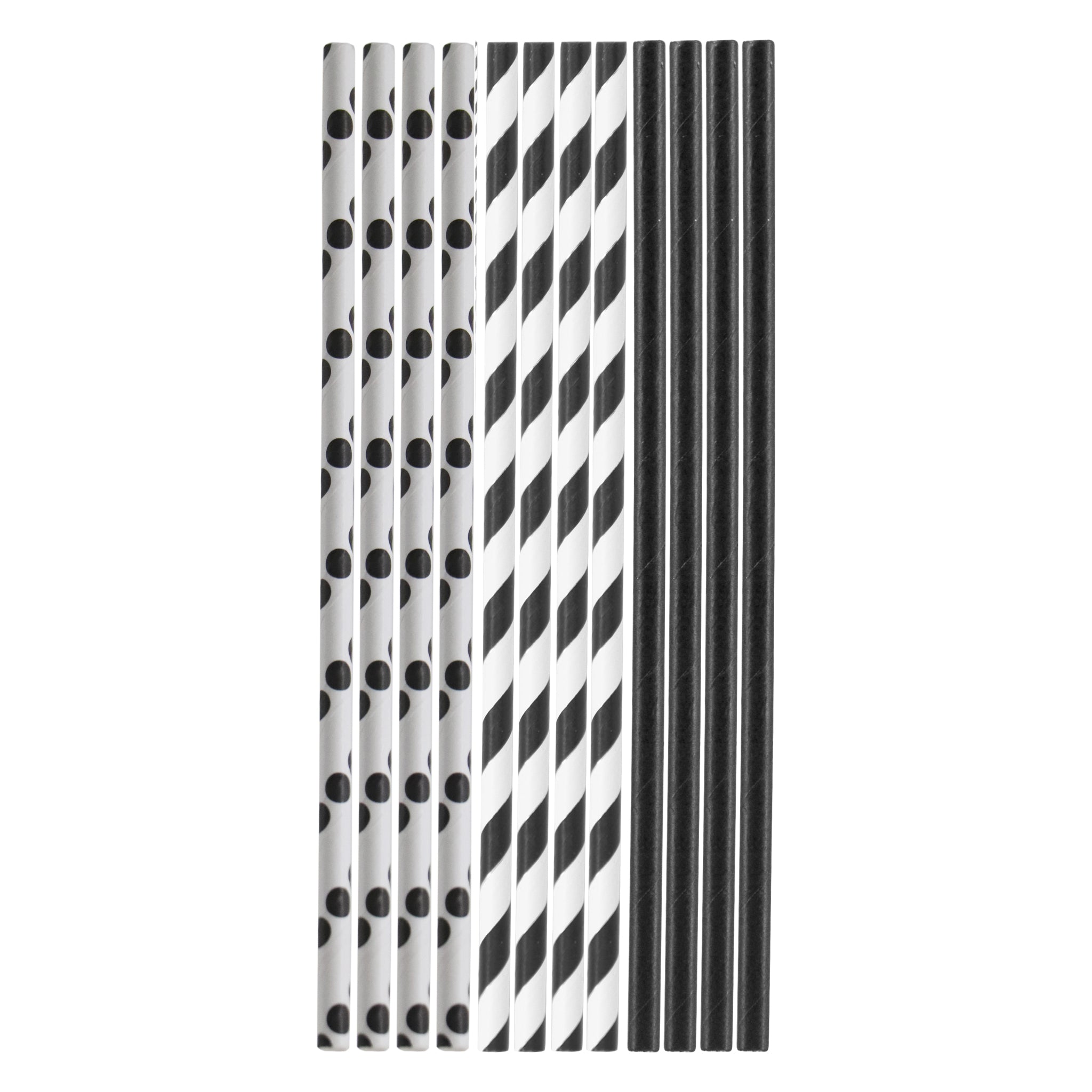 BAR BUTLER PAPER STRAWS BLACK & WHITE MIXED PACK 3 PLY 6MM, 60PK