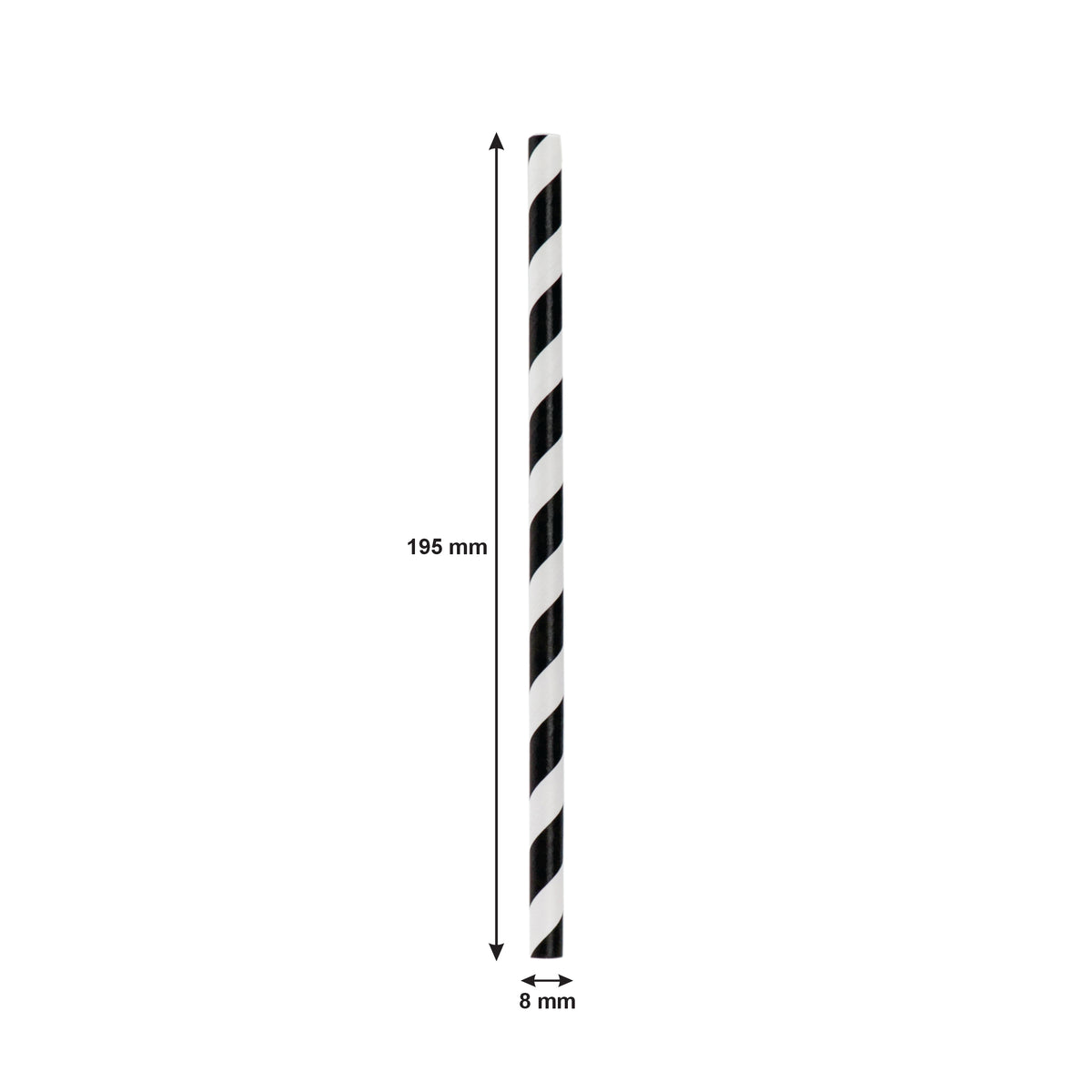 BAR BUTLER PAPER STRAWS BLACK & WHITE CHEVRON 50X3PLY 8MM WRAPPED + 1 UNWRAPPED 51PK