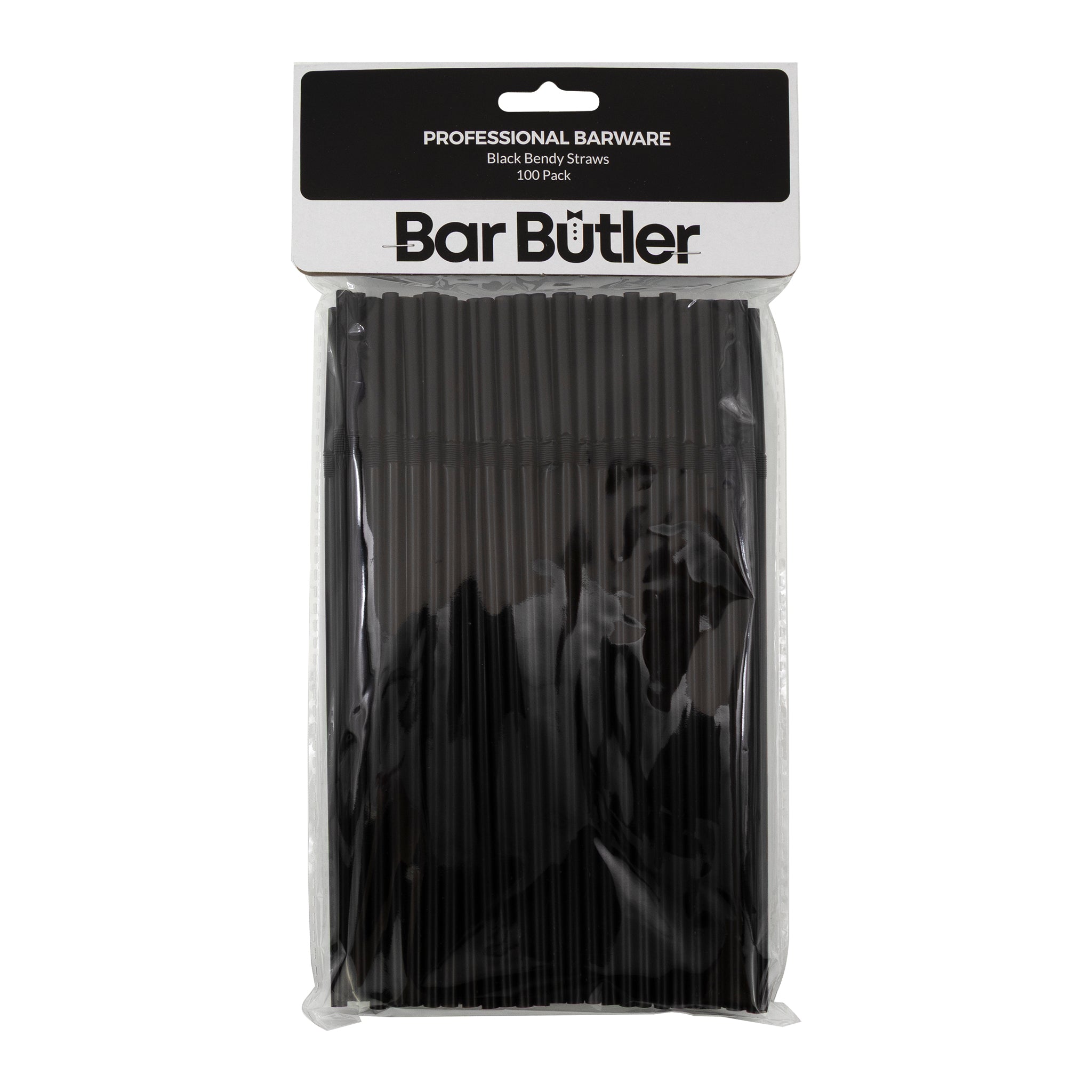 BAR BUTLER STRAWS BLACK BENDY 5MM, 100PK - SUBSTITUTE 73125