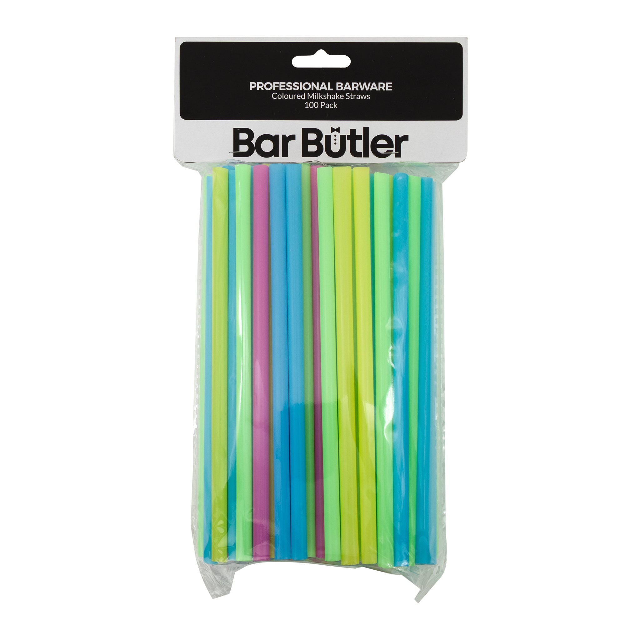 BAR BUTLER COLOURED MILKSHAKE STRAWS 100PK, 7.5MM