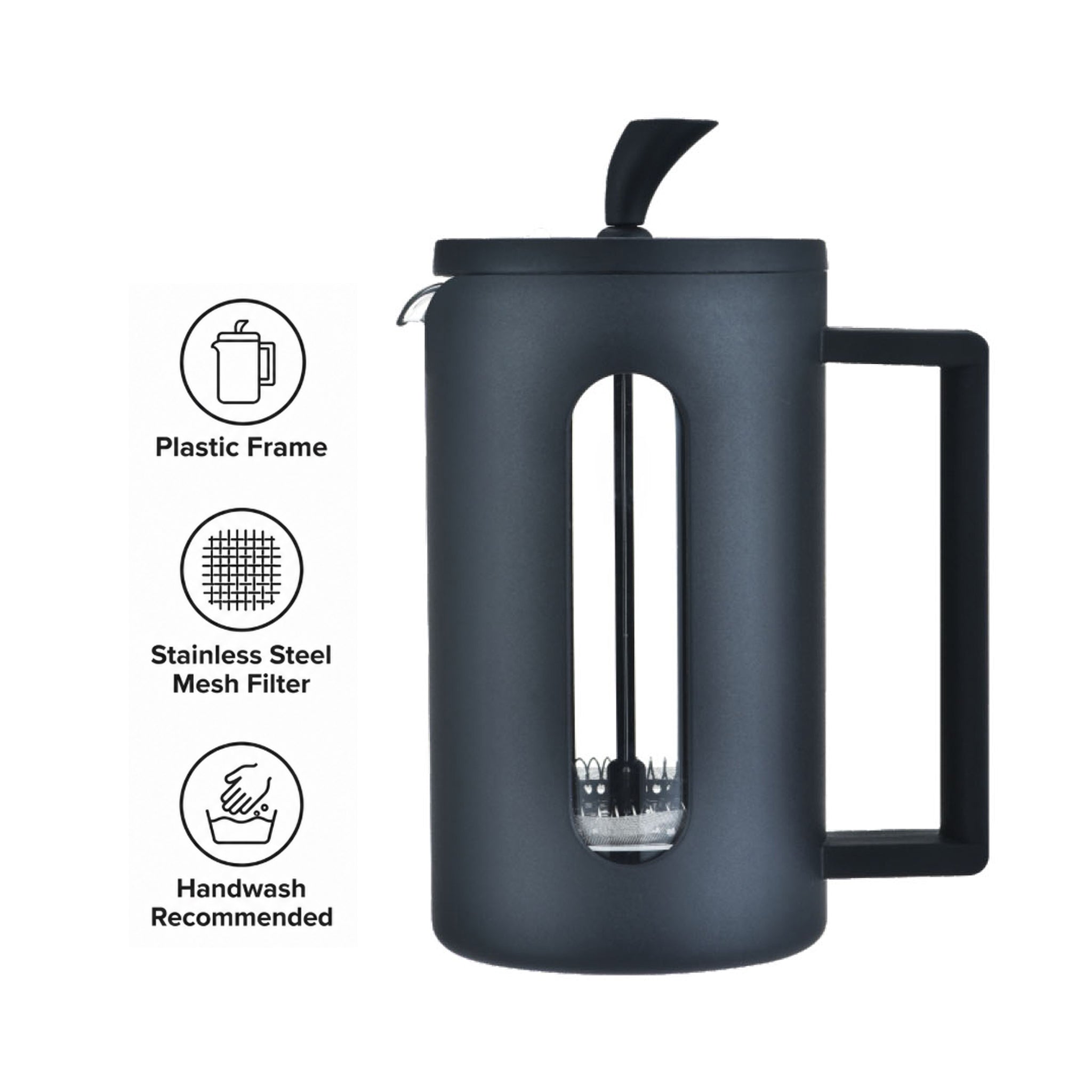 REGENT MILANO COFFEE PLUNGER WITH BLACK PLASTIC FRAME 6 CUP, 600ML