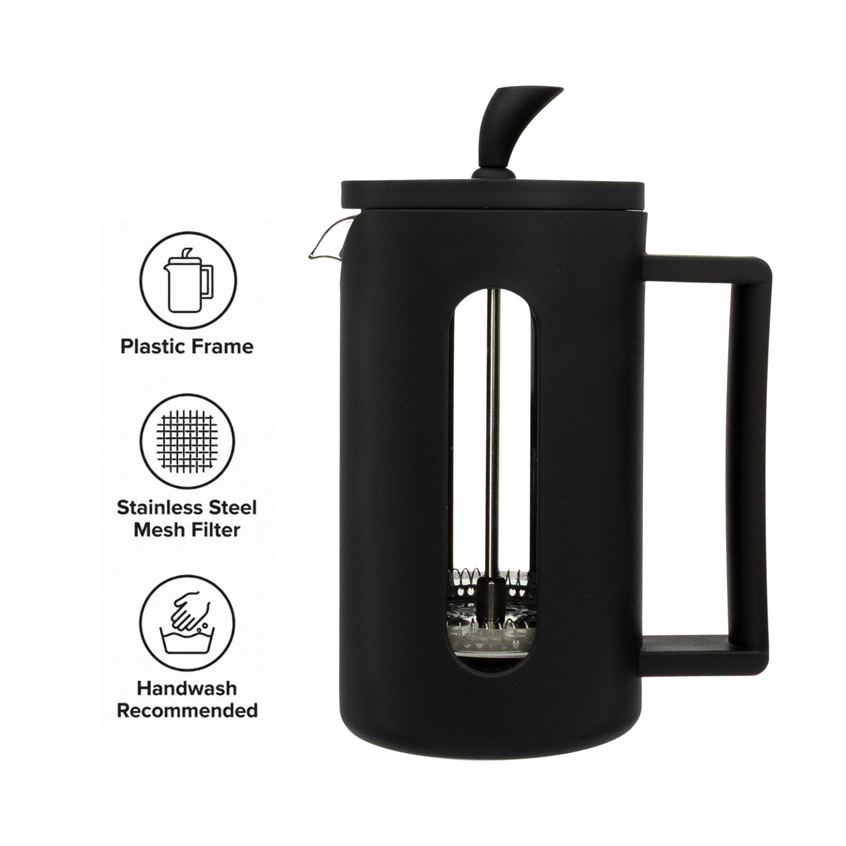 REGENT MILANO COFFEE PLUNGER WITH BLACK PLASTIC FRAME 6 CUP, 600ML