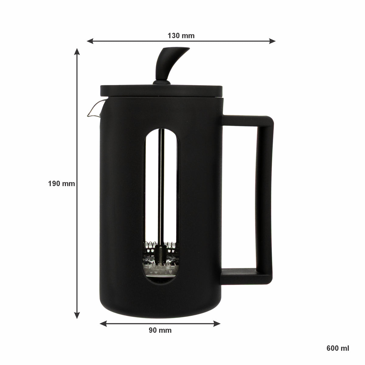 REGENT MILANO COFFEE PLUNGER WITH BLACK PLASTIC FRAME 6 CUP, 600ML