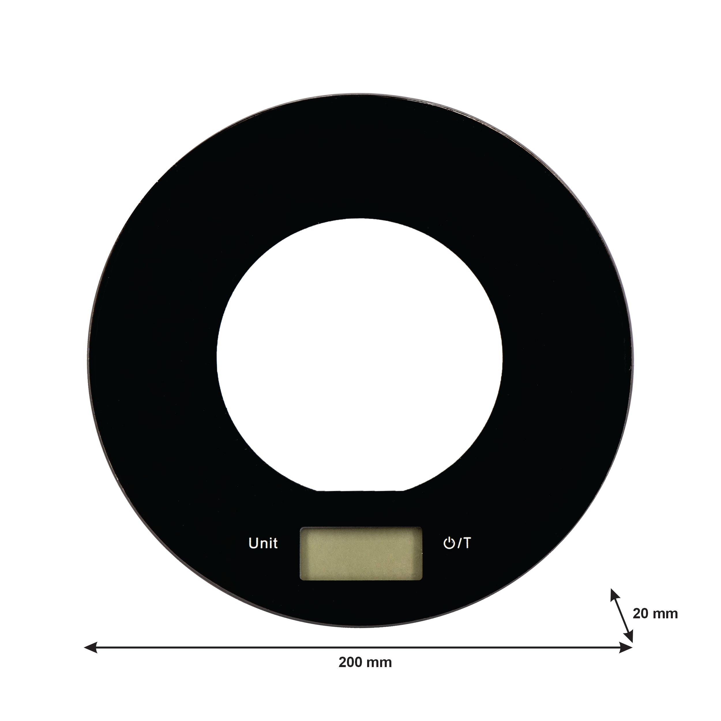 REGENT KITCHEN DIGITAL ROUND GLASS SCALE BLACK WITH CLEAR CENTRE, 5KG