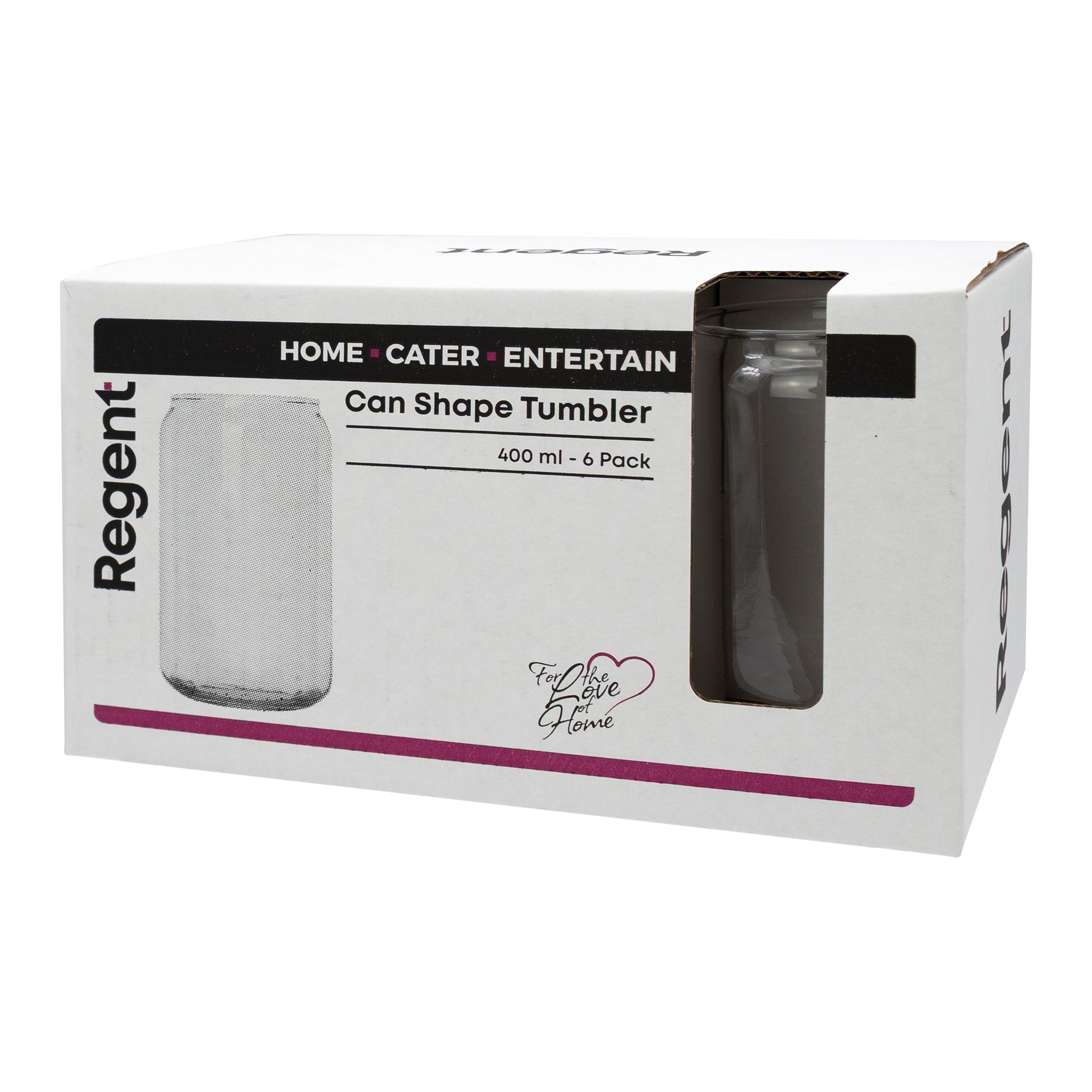 REGENT CAN SHAPE GLASS TUMBLERS 6PK, 400ML