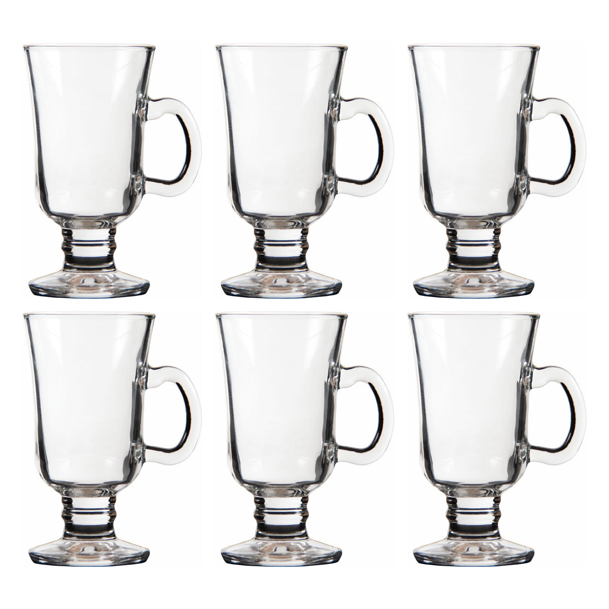 REGENT FOOTED GLASS MUGS 6PK, 240ML